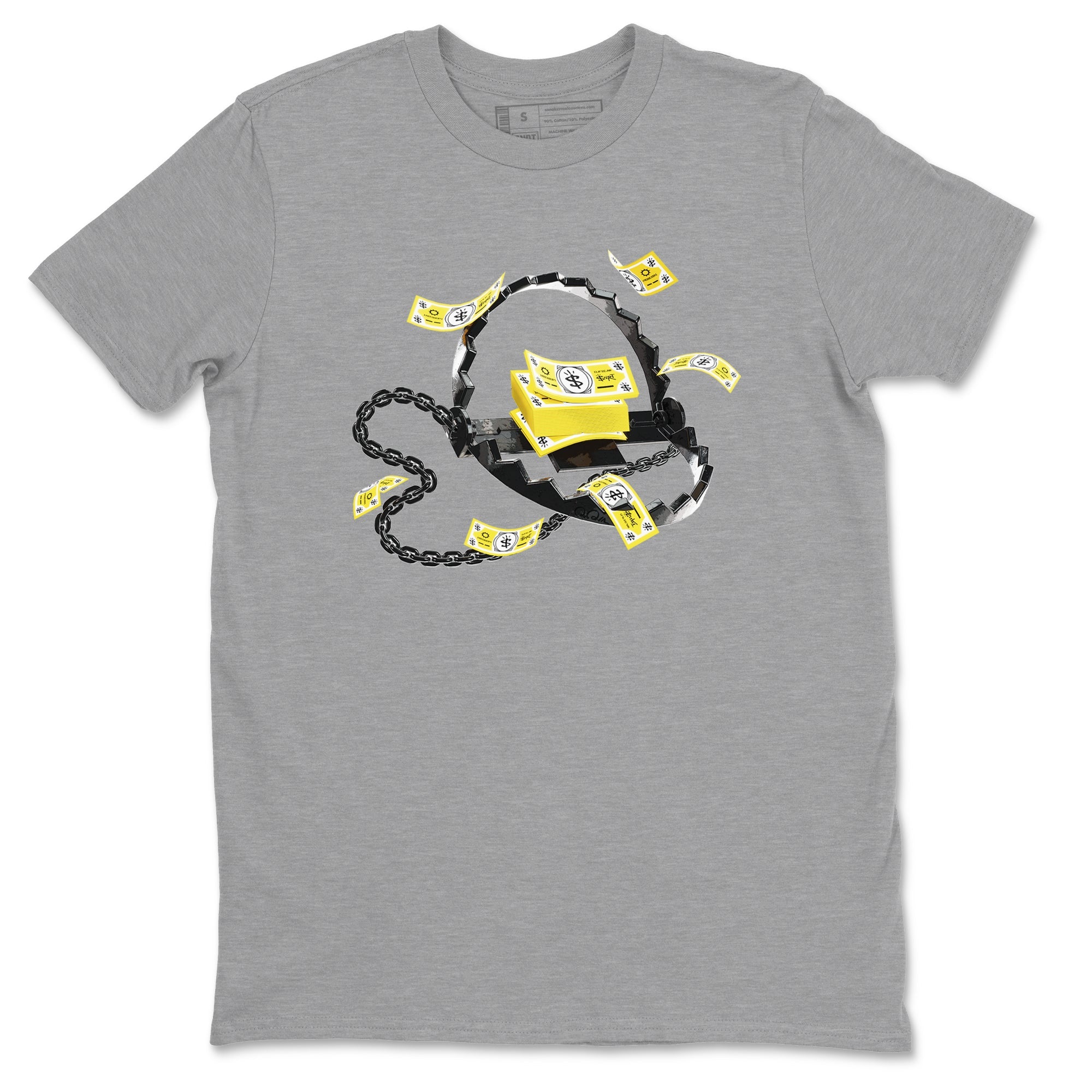 AJ4 Vivid Sulfur shirt to match jordans Trap Money sneaker tees Air Jordan 4 Vivid Sulfur Drip Gear Zone unisex cotton Heather Grey 2 crew neck shirt