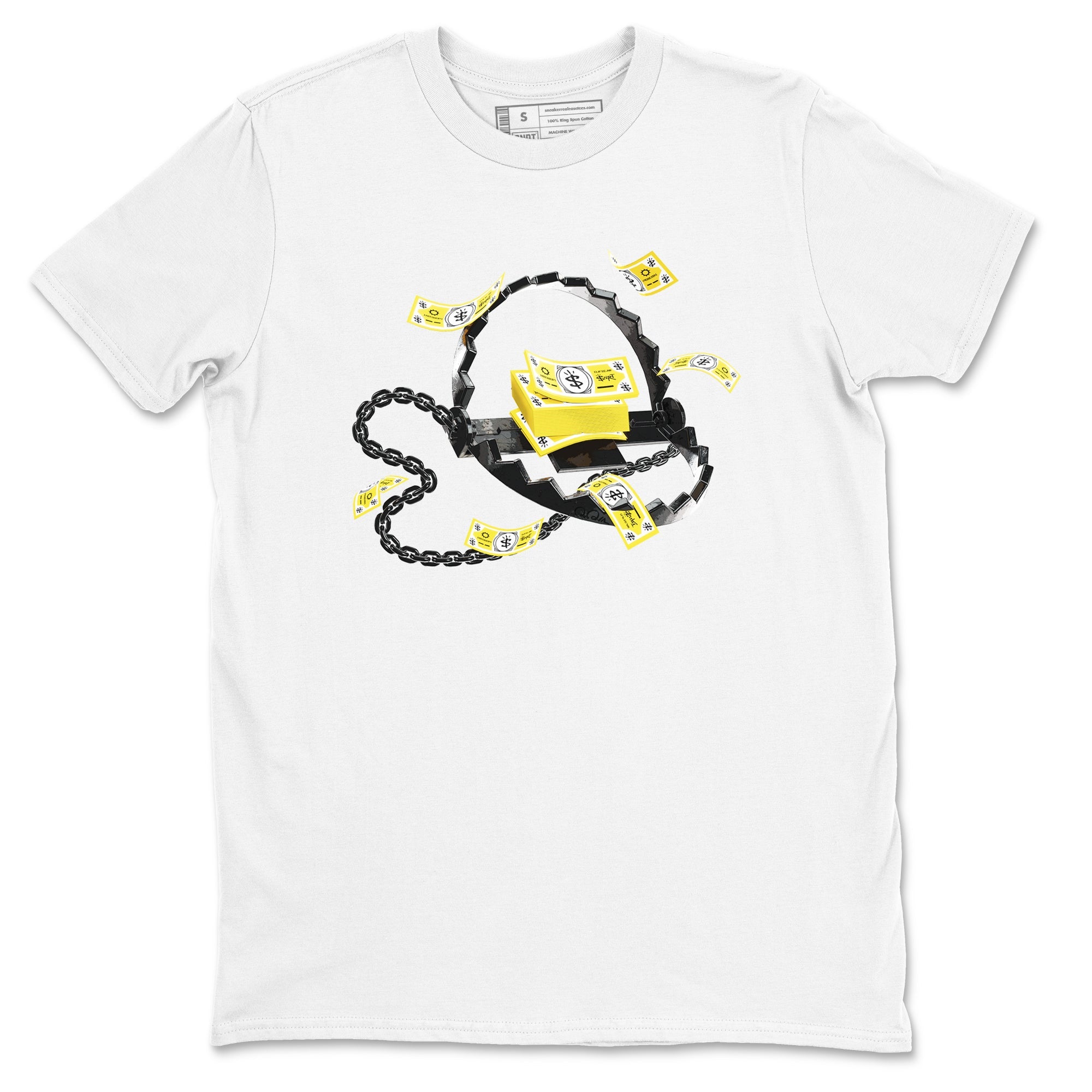 AJ4 Vivid Sulfur shirt to match jordans Trap Money sneaker tees Air Jordan 4 Vivid Sulfur Drip Gear Zone unisex cotton White 2 crew neck shirt