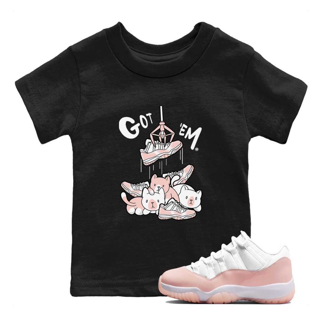 11s Legend Pink shirt to match jordans Treasure Hunter sneaker tees Air Jordan 11 Legend Pink Drip Gear Zone baby toddler Black 1 cotton Shirt