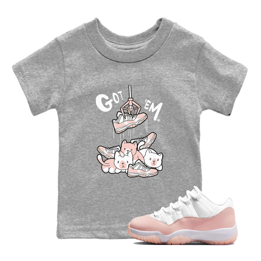 11s Legend Pink shirt to match jordans Treasure Hunter sneaker tees Air Jordan 11 Legend Pink Drip Gear Zone baby toddler Heather Grey 1 cotton Shirt