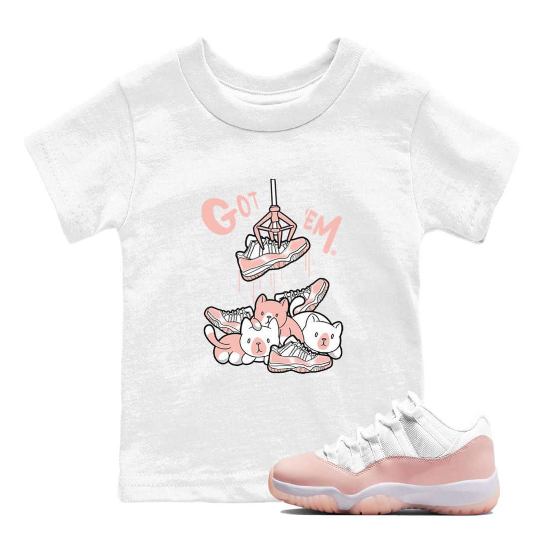 11s Legend Pink shirt to match jordans Treasure Hunter sneaker tees Air Jordan 11 Legend Pink Drip Gear Zone baby toddler White 1 cotton Shirt