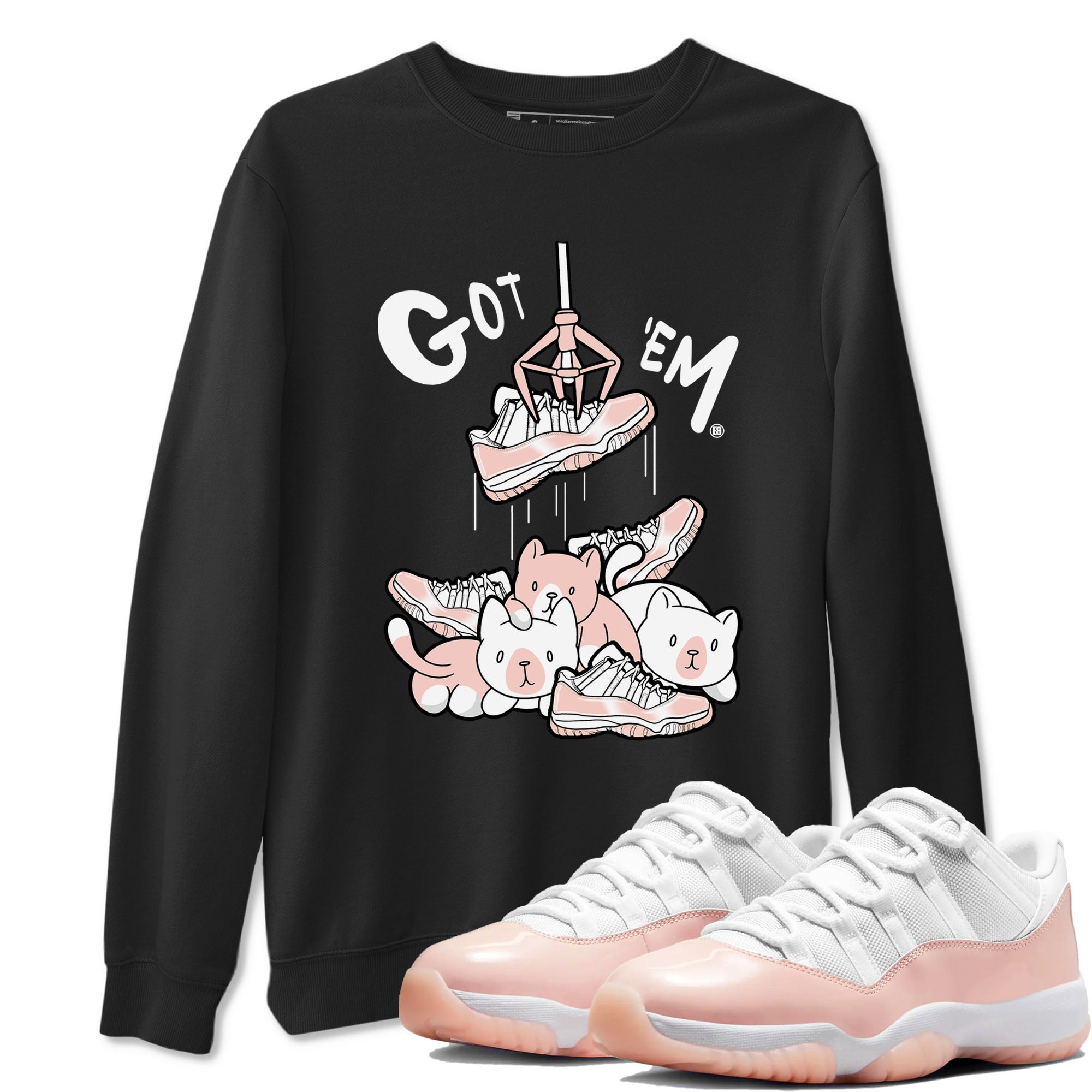 11s Legend Pink shirt to match jordans Treasure Hunter sneaker tees Air Jordan 11 Legend Pink Drip Gear Zone unisex cotton Black 1 crew neck shirt