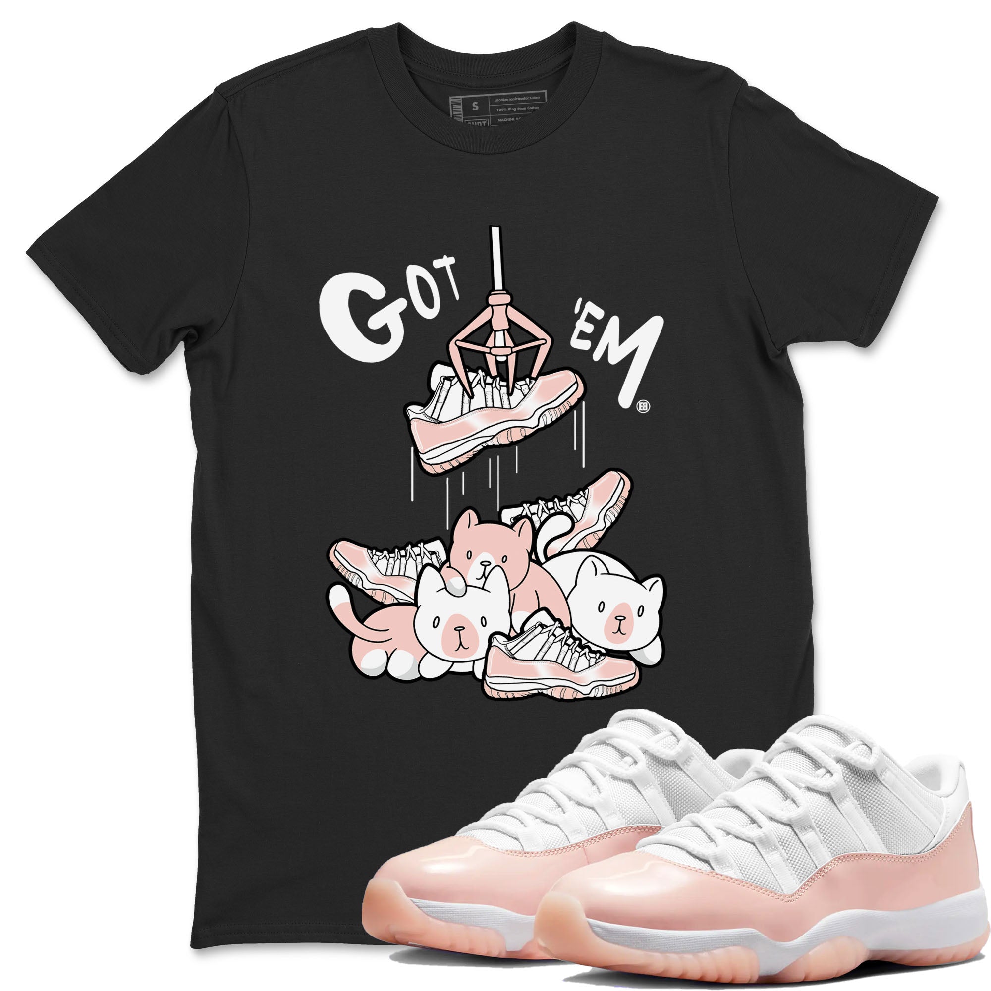 11s Legend Pink shirt to match jordans Treasure Hunter sneaker tees Air Jordan 11 Legend Pink Drip Gear Zone unisex cotton Black 1 crew neck shirt