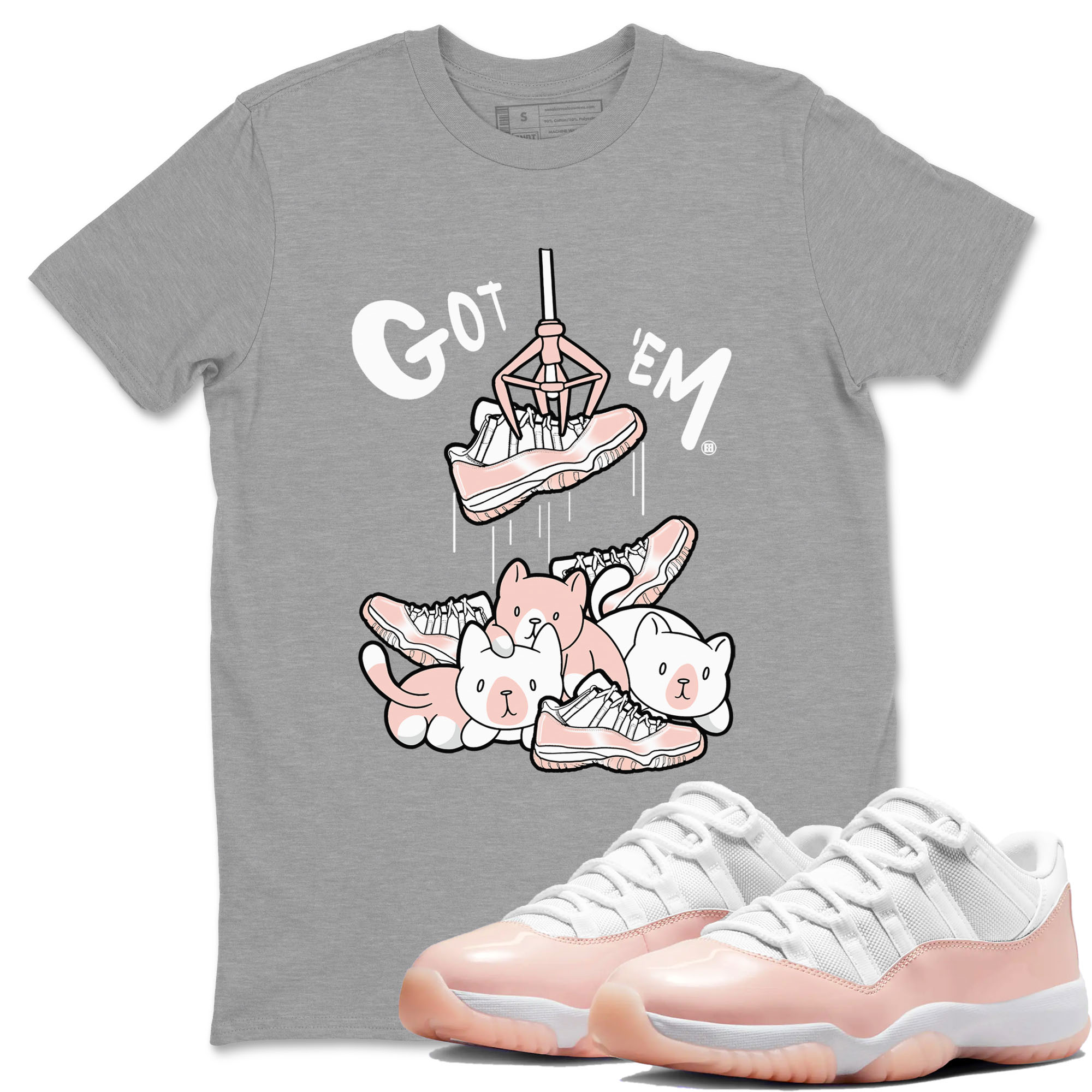 11s Legend Pink shirt to match jordans Treasure Hunter sneaker tees Air Jordan 11 Legend Pink Drip Gear Zone unisex cotton Heather Grey 1 crew neck shirt