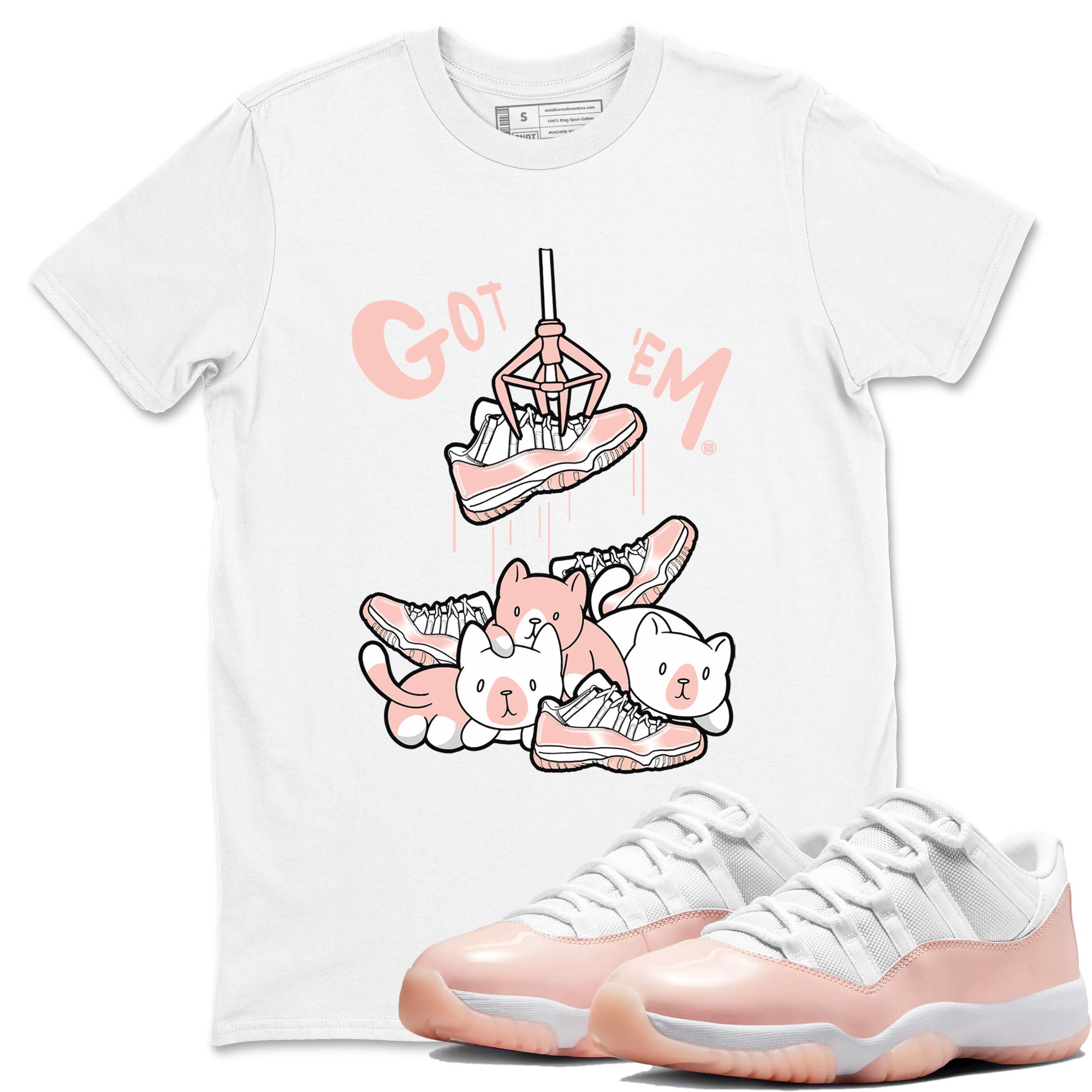 11s Legend Pink shirt to match jordans Treasure Hunter sneaker tees Air Jordan 11 Legend Pink Drip Gear Zone unisex cotton White 1 crew neck shirt