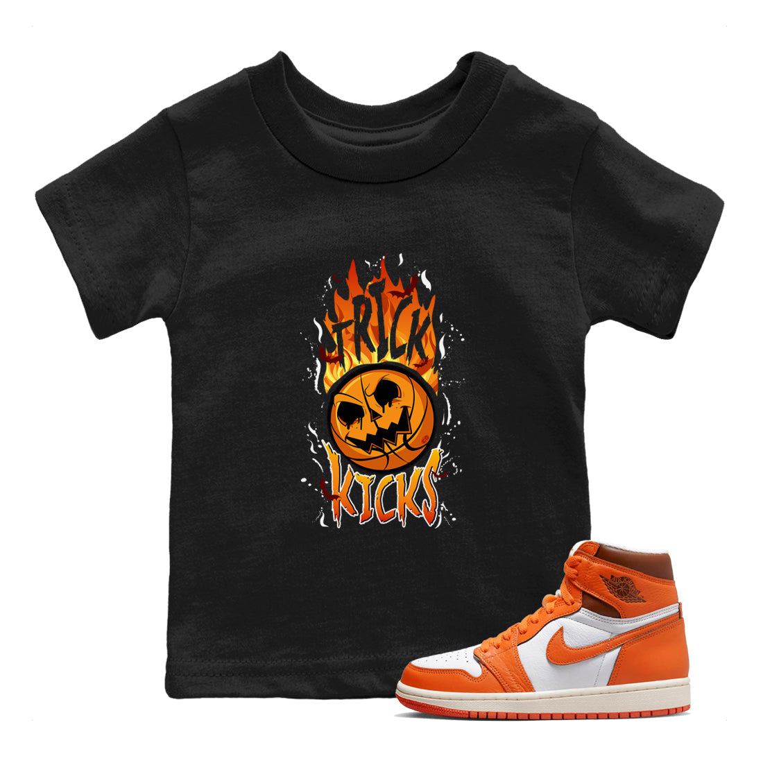 AJ1 Starfish shirt to match jordans Trick Or Kicks Halloween costume sneaker tees AJ1 Starfish Drip Gear Zone Sneaker Matching Clothing Brand Baby Toddler Black 1 T-Shirt