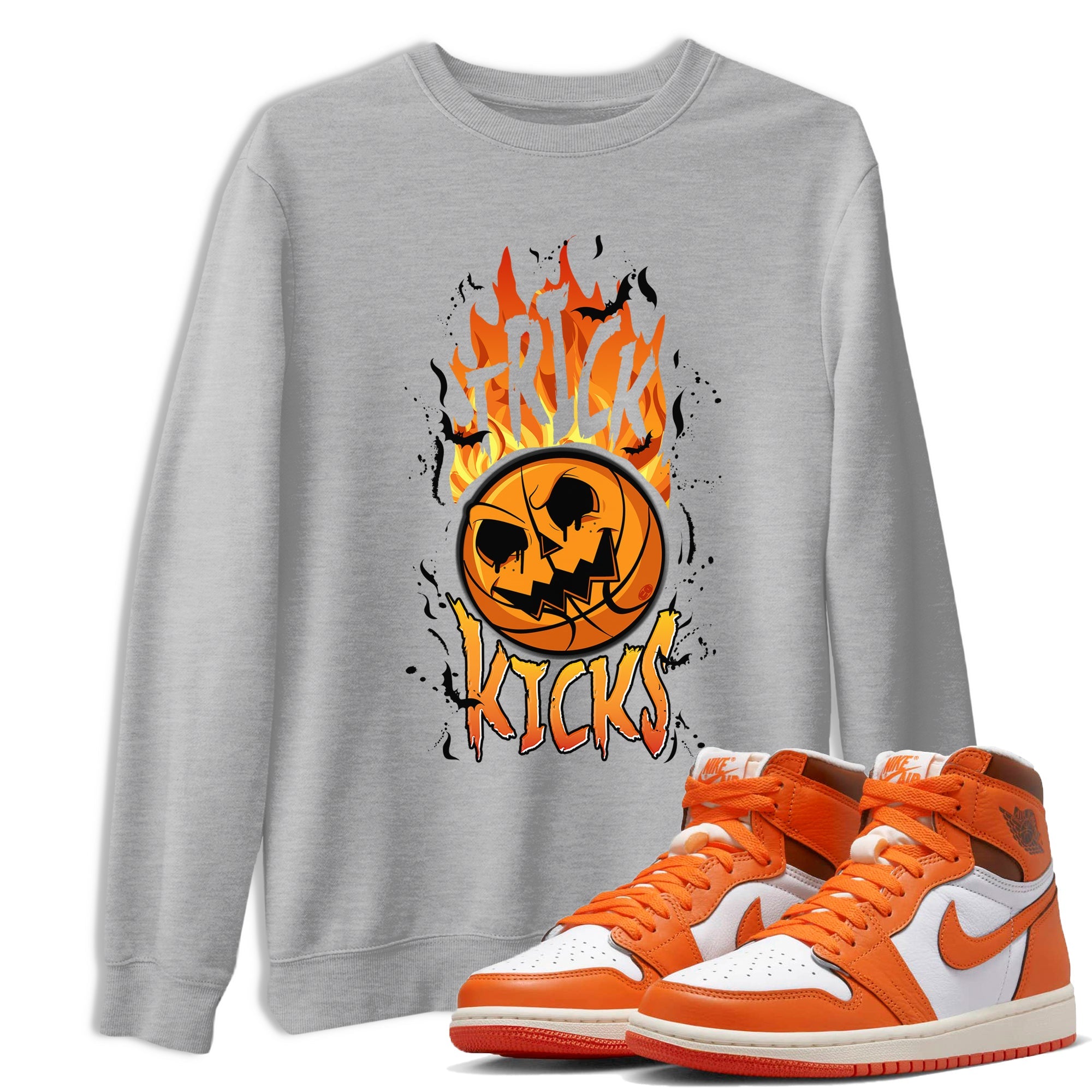 AJ1 Starfish shirt to match jordans Trick Or Kicks Halloween costume sneaker tees AJ1 Starfish Drip Gear Zone Sneaker Matching Clothing Brand Unisex Sneaker Tee Heather Grey 1 T-Shirt