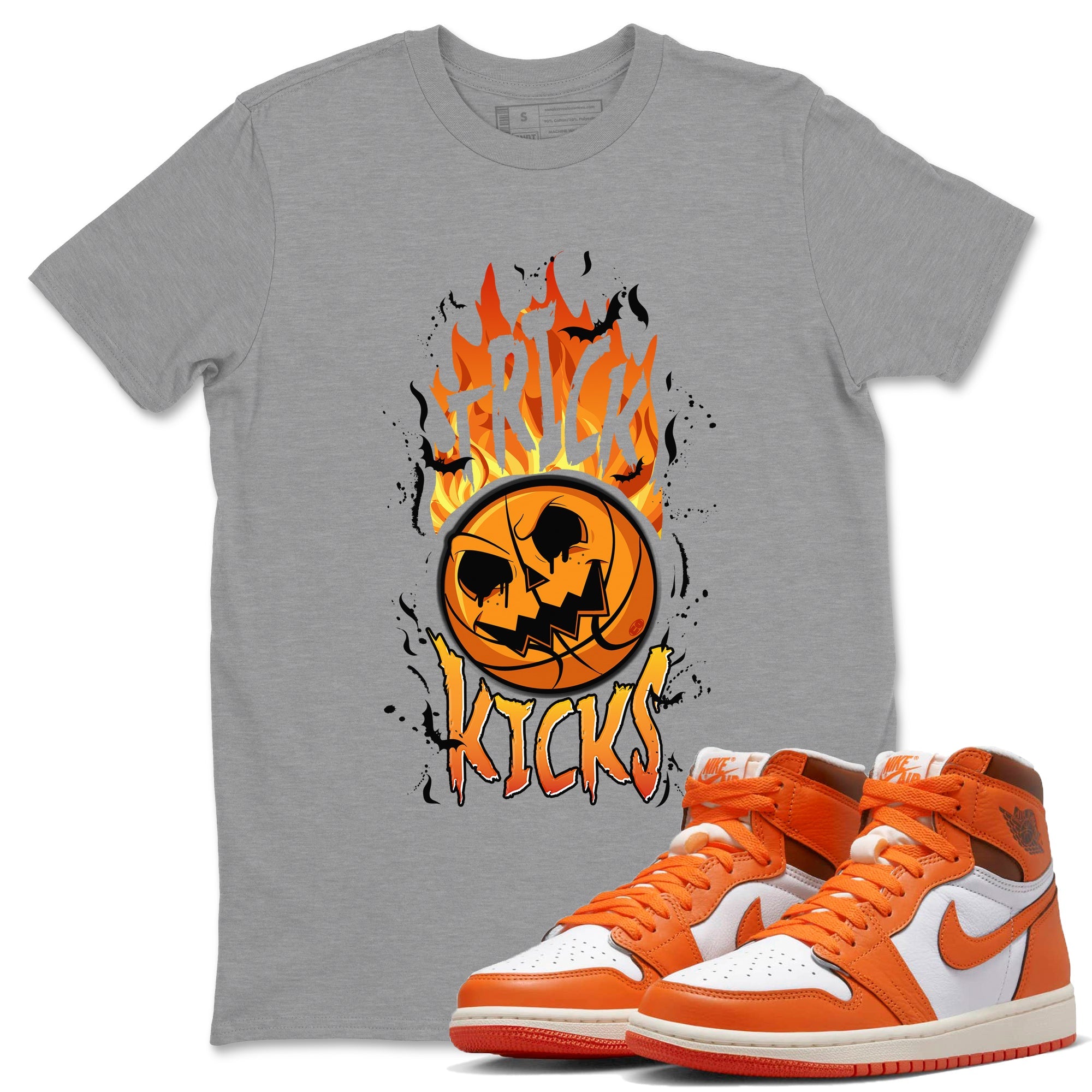 AJ1 Starfish shirt to match jordans Trick Or Kicks Halloween costume sneaker tees AJ1 Starfish Drip Gear Zone Sneaker Matching Clothing Brand Unisex Sneaker Tee Heather Grey 1 T-Shirt