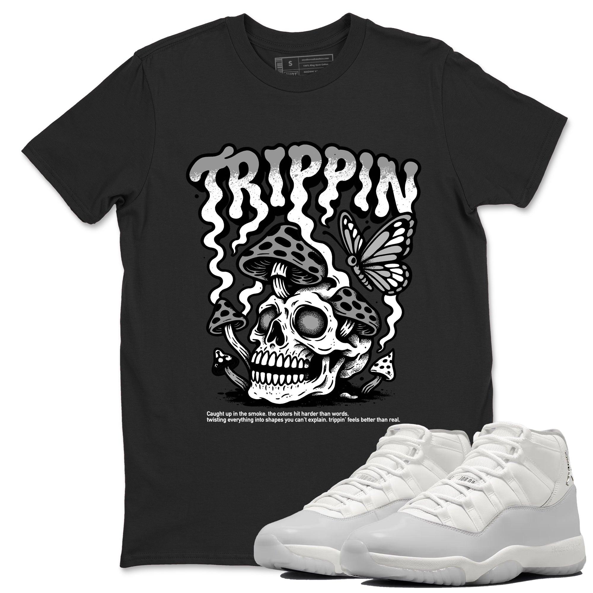 11s Grand Finale Sneaker match tees  Sneaker Tees To Match Jordan 11 Grand Finale Sneakers  Trippin Graphic Tee Black 1