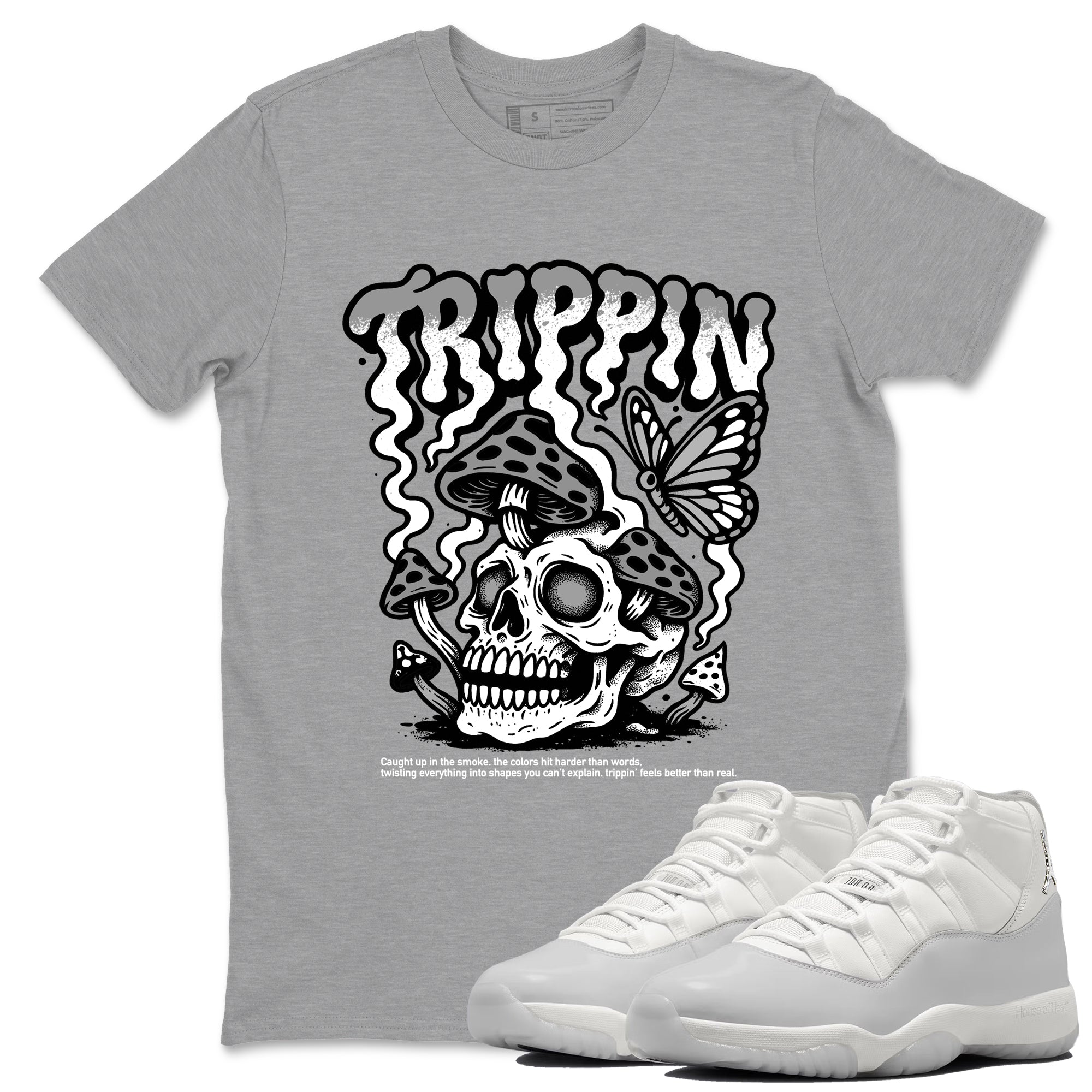 11s Grand Finale Sneaker match tees  Sneaker Tees To Match Jordan 11 Grand Finale Sneakers  Trippin Graphic Tee Heather Grey 1