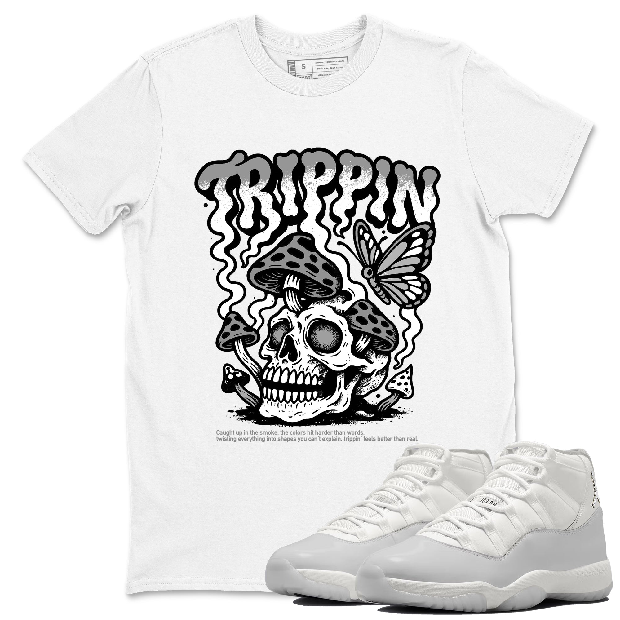 11s Grand Finale Sneaker match tees  Sneaker Tees To Match Jordan 11 Grand Finale Sneakers  Trippin Graphic Tee White 1