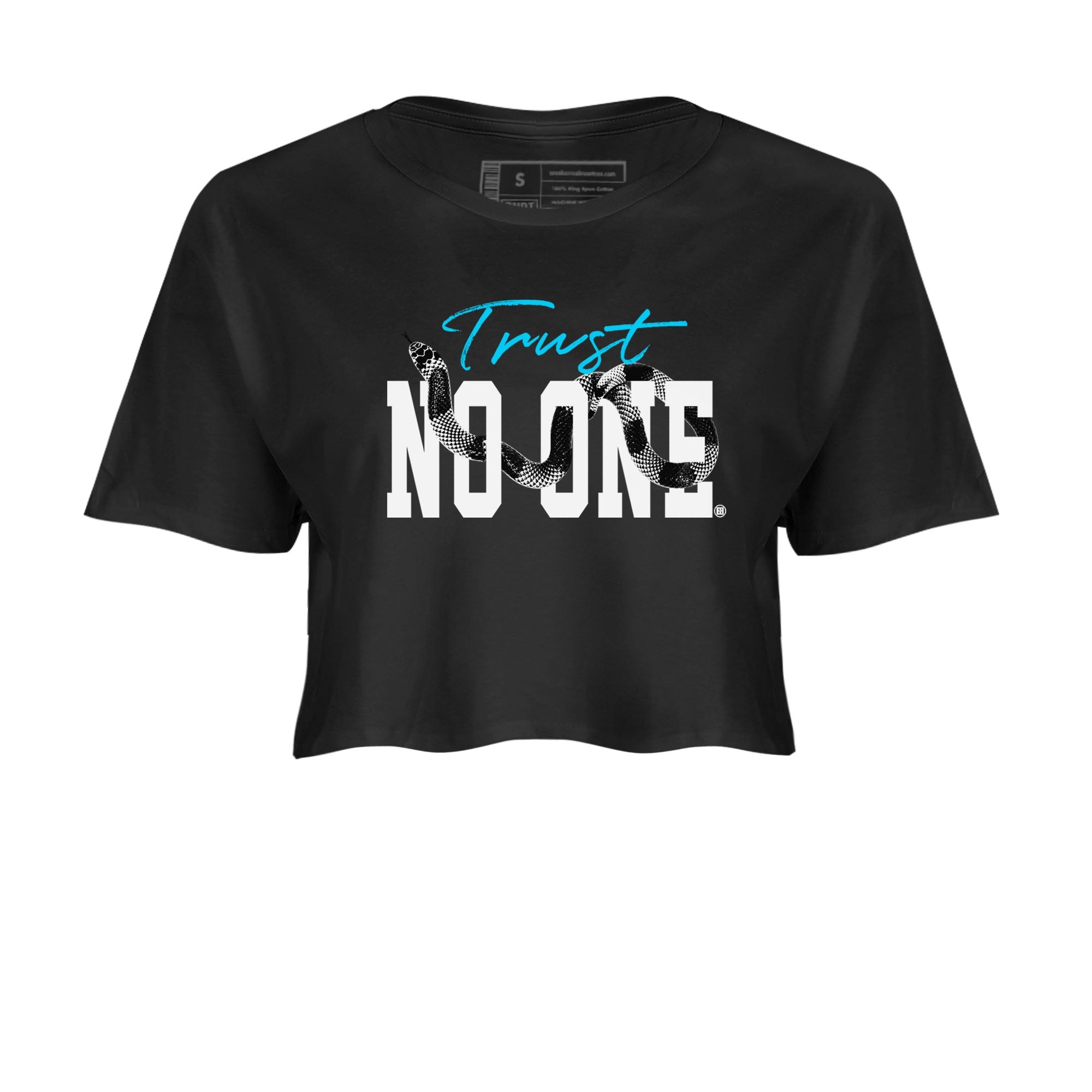 9s Powder Blue shirt to match jordans Trust No One sneaker tees Air Jordan 9 Powder Blue Drip Gear Zone Black 2 crop length shirt