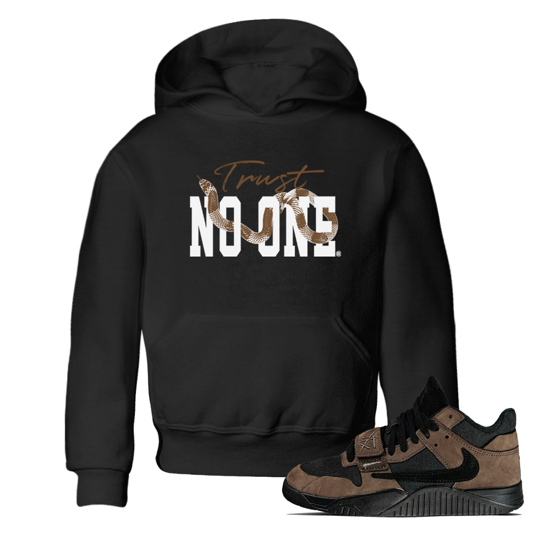 Jordan Jumpman Jack Travis Scott Dark Mocha shirts to match jordans Trust No One sneaker match tees Jordan Jumpman Jack Travis Scott Dark Mocha Drip Gear Zone Youth Baby Black 1 crew neck shirts
