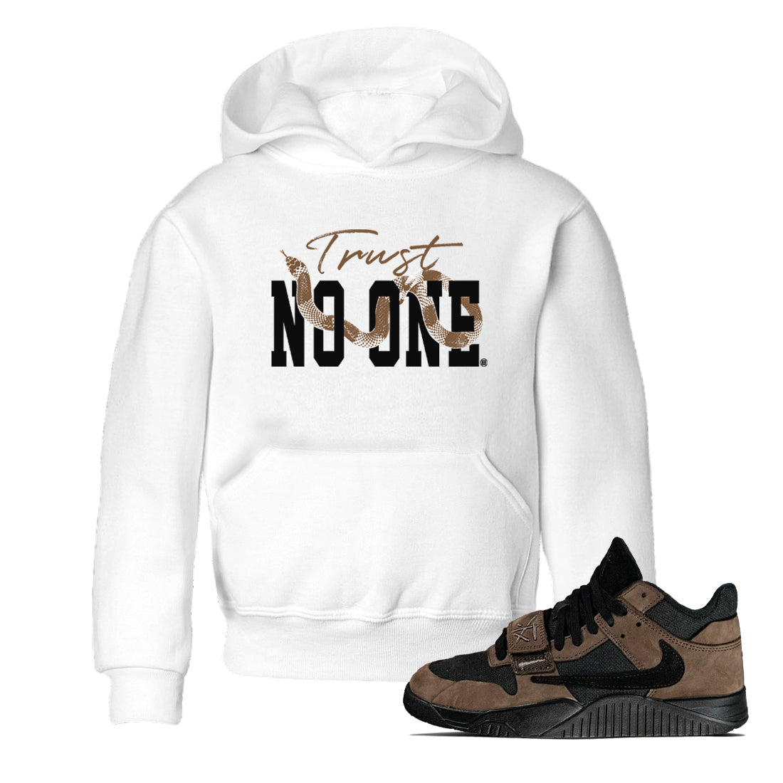 Jordan Jumpman Jack Travis Scott Dark Mocha shirts to match jordans Trust No One sneaker match tees Jordan Jumpman Jack Travis Scott Dark Mocha Drip Gear Zone Youth Baby White 1 crew neck shirts