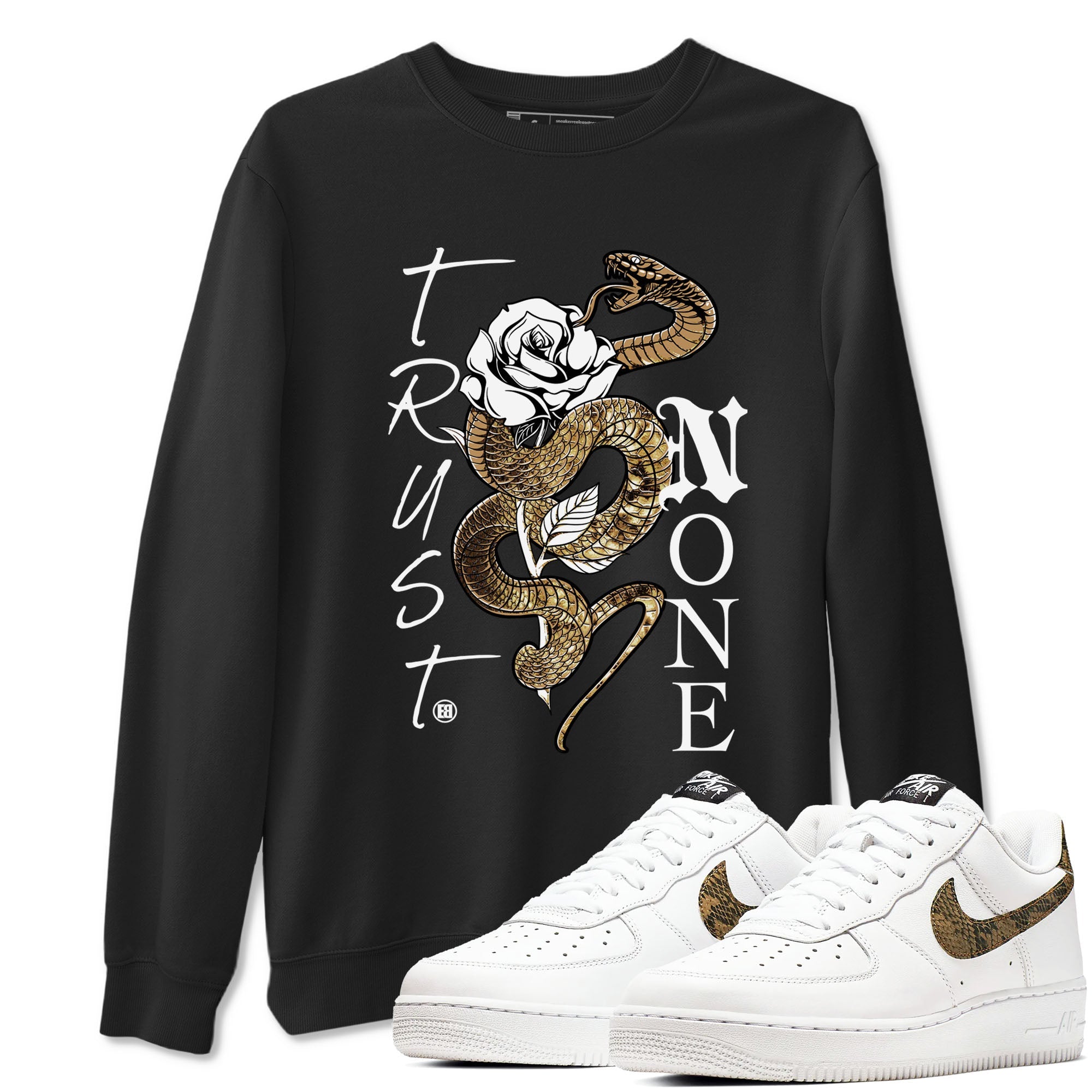 Air Force 1 Ivory Snake shirt to match jordans Trust None sneaker tees AF1 Ivory Snake Drip Gear Zone unisex cotton Black 1 crew neck shirt