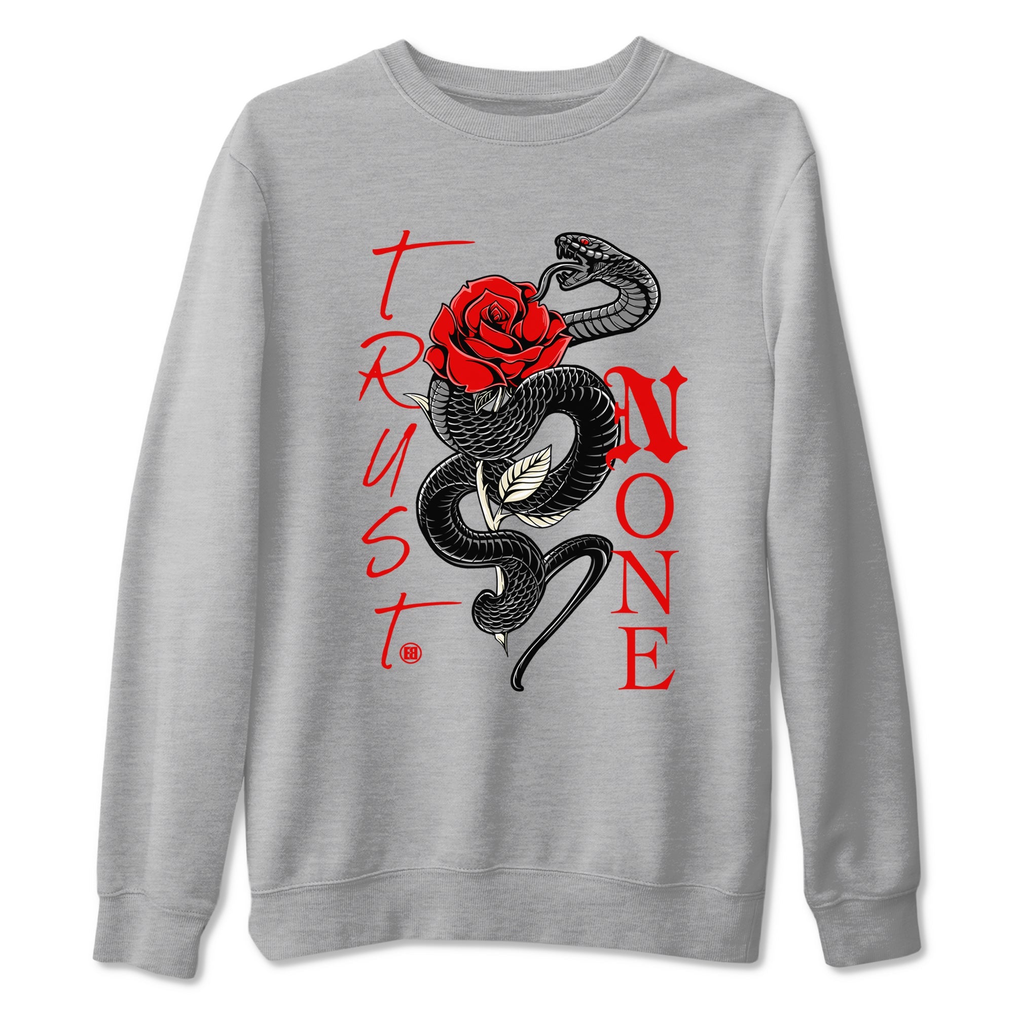 1s Black Toe Reimagined shirts to match jordans Trust None sneaker match tees Air Jordan 1 Black Toe Reimagined Drip Gear Zone streetwear brand Heather Grey 2 unisex cotton tee