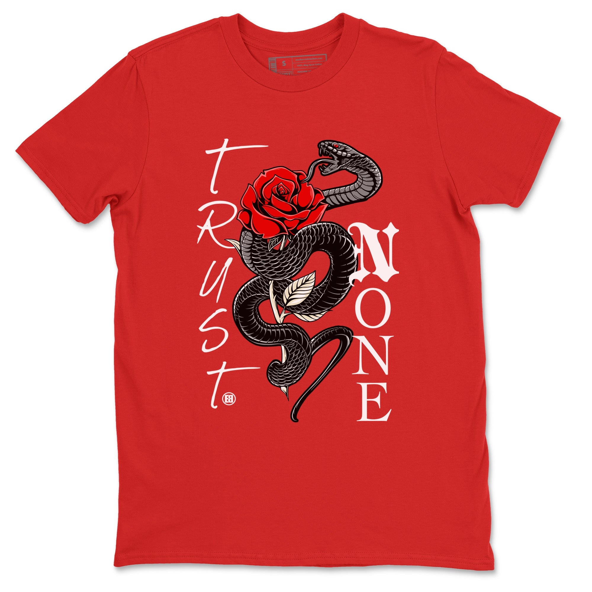 1s Black Toe Reimagined shirts to match jordans Trust None sneaker match tees Air Jordan 1 Black Toe Reimagined Drip Gear Zone streetwear brand Red 2 unisex cotton tee