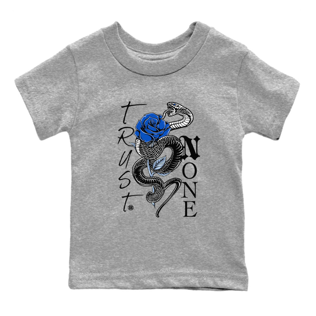 AJ11 Black and Varsity Royal shirt to match jordans Trust None sneaker tees Air Jordan 11 Black and Varsity Royal Drip Gear Zone baby toddler Heather Grey 2 cotton Shirt