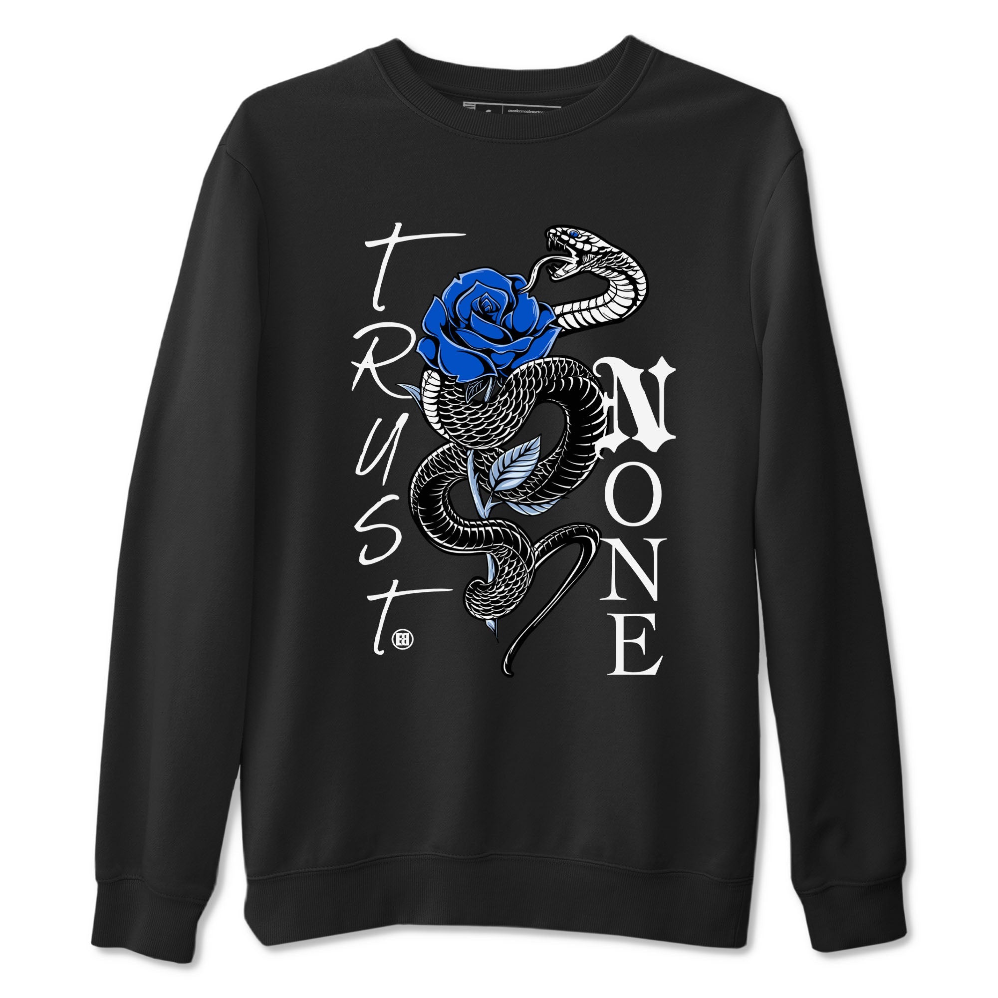 AJ11 Black and Varsity Royal shirt to match jordans Trust None sneaker tees Air Jordan 11 Black and Varsity Royal Drip Gear Zone unisex cotton Black 2 crew neck shirt