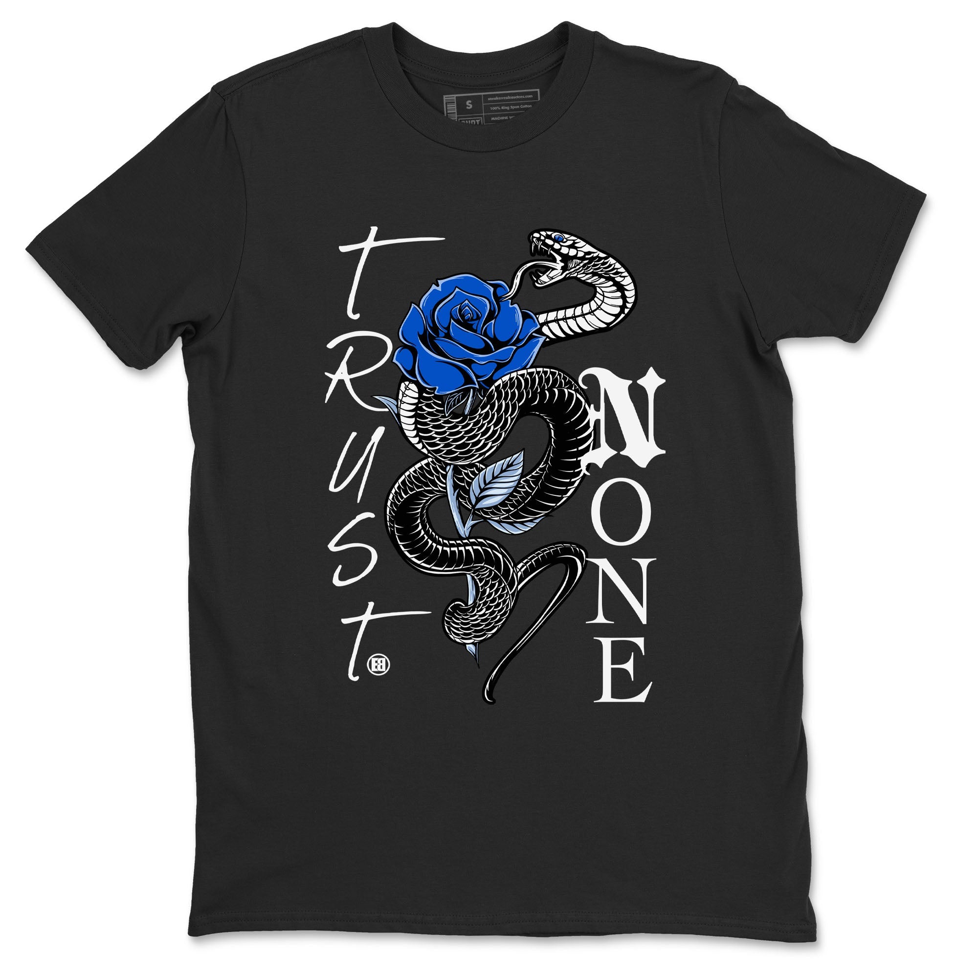 AJ11 Black and Varsity Royal shirt to match jordans Trust None sneaker tees Air Jordan 11 Black and Varsity Royal Drip Gear Zone unisex cotton Black 2 crew neck shirt