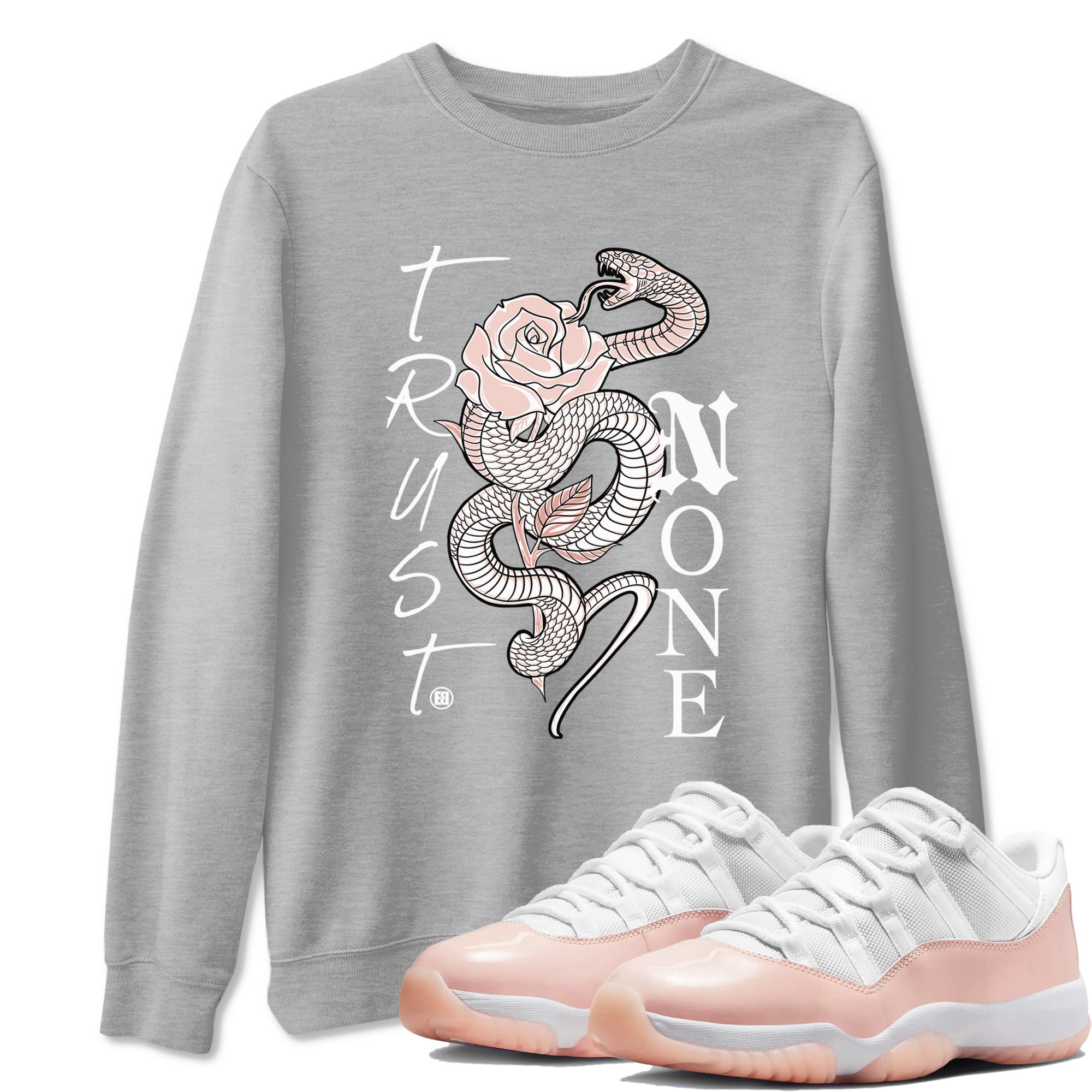 AJ11 Legend Pink shirts to match jordans Trust None sneaker match tees Air Jordan 11 Legend Pink Drip Gear Zone streetwear brand Heather Grey 1 unisex cotton tee