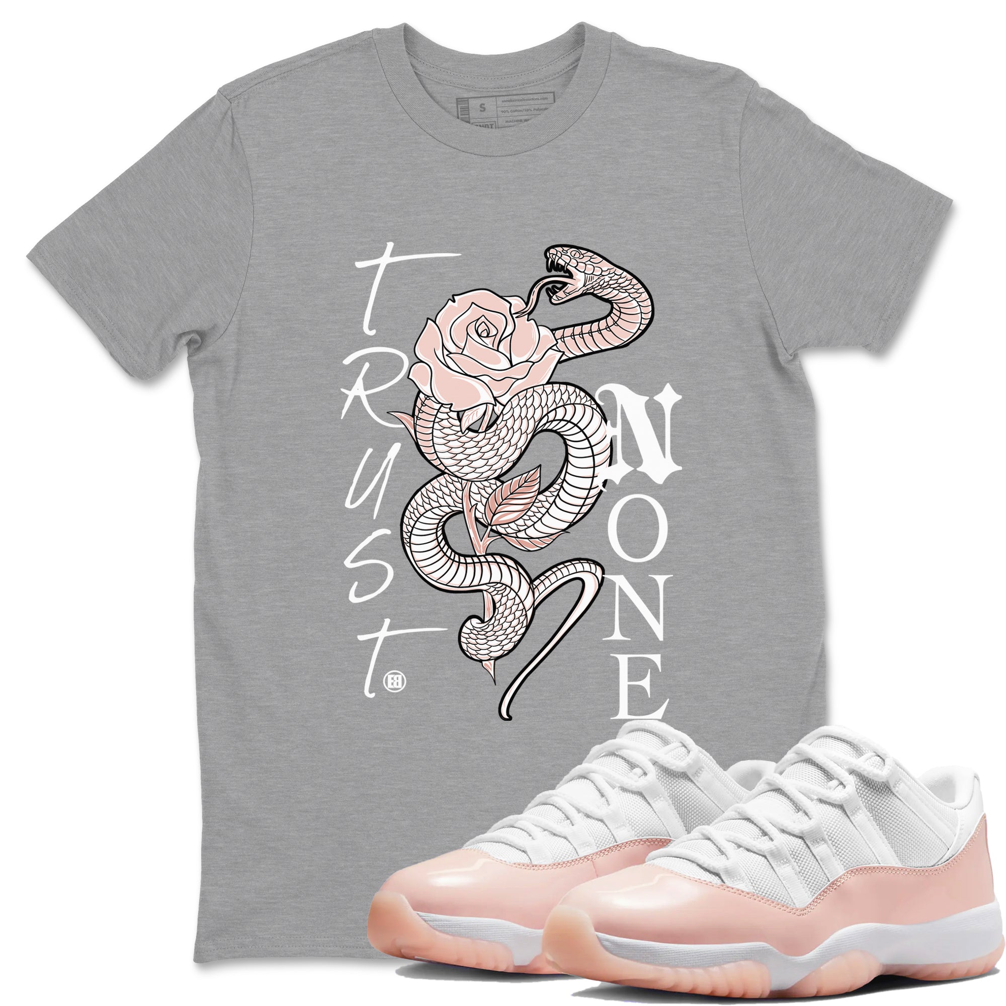 AJ11 Legend Pink shirts to match jordans Trust None sneaker match tees Air Jordan 11 Legend Pink Drip Gear Zone streetwear brand Heather Grey 1 unisex cotton tee