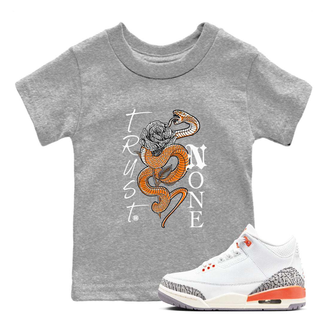 3s Georgia Peach shirt to match jordans Trust None sneaker tees Air Jordan 3 Retro Georgia Peach Drip Gear Zone baby toddler Heather Grey 1 cotton Shirt