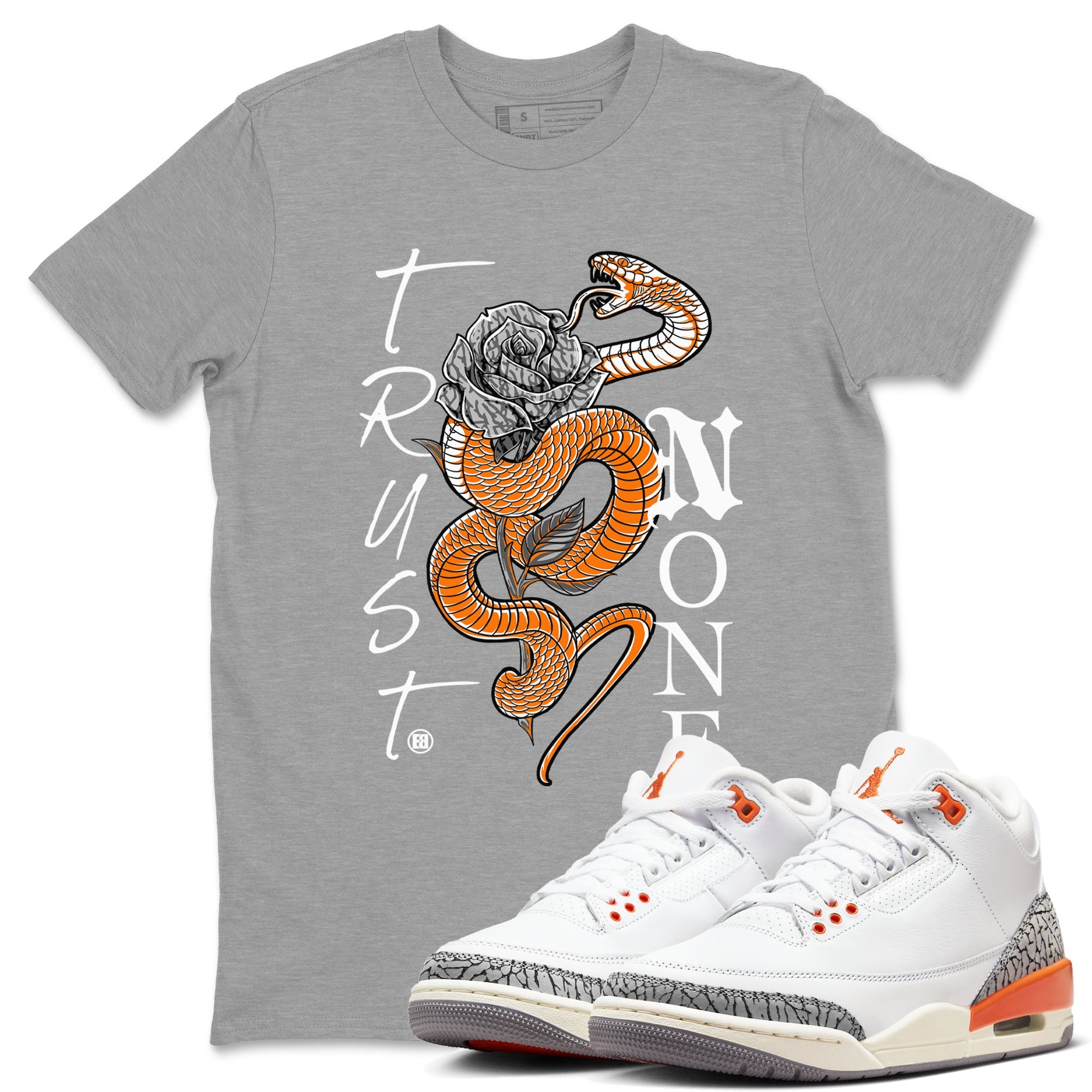 3s Georgia Peach shirt to match jordans Trust None sneaker tees Air Jordan 3 Retro Georgia Peach Drip Gear Zone unisex cotton Heather Grey 1 crew neck shirt