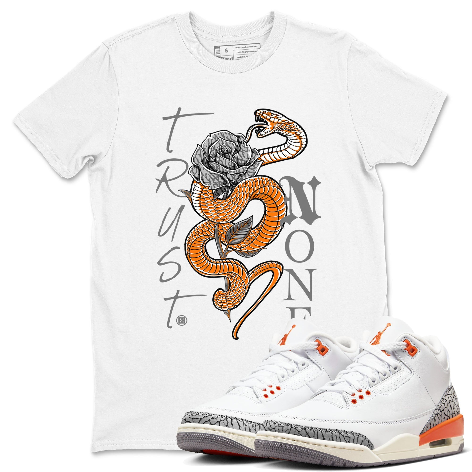3s Georgia Peach shirt to match jordans Trust None sneaker tees Air Jordan 3 Retro Georgia Peach Drip Gear Zone unisex cotton White 1 crew neck shirt