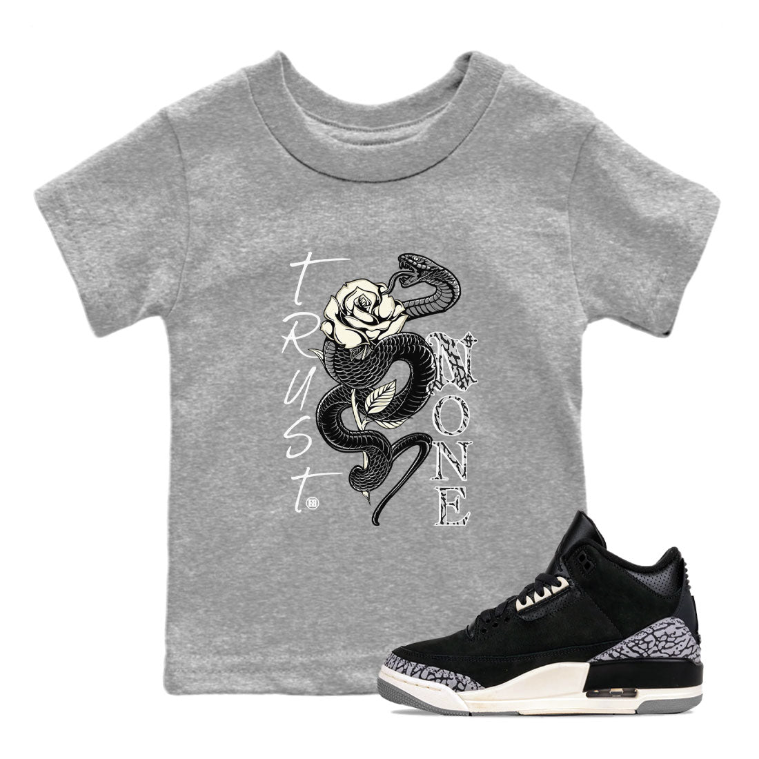 Air Jordan 3 Off Noir shirt to match jordans Trust None sneaker tees Air Jordan 3 Retro Off Noir Drip Gear Zone Baby Toddler Heather Grey 1 T-Shirt