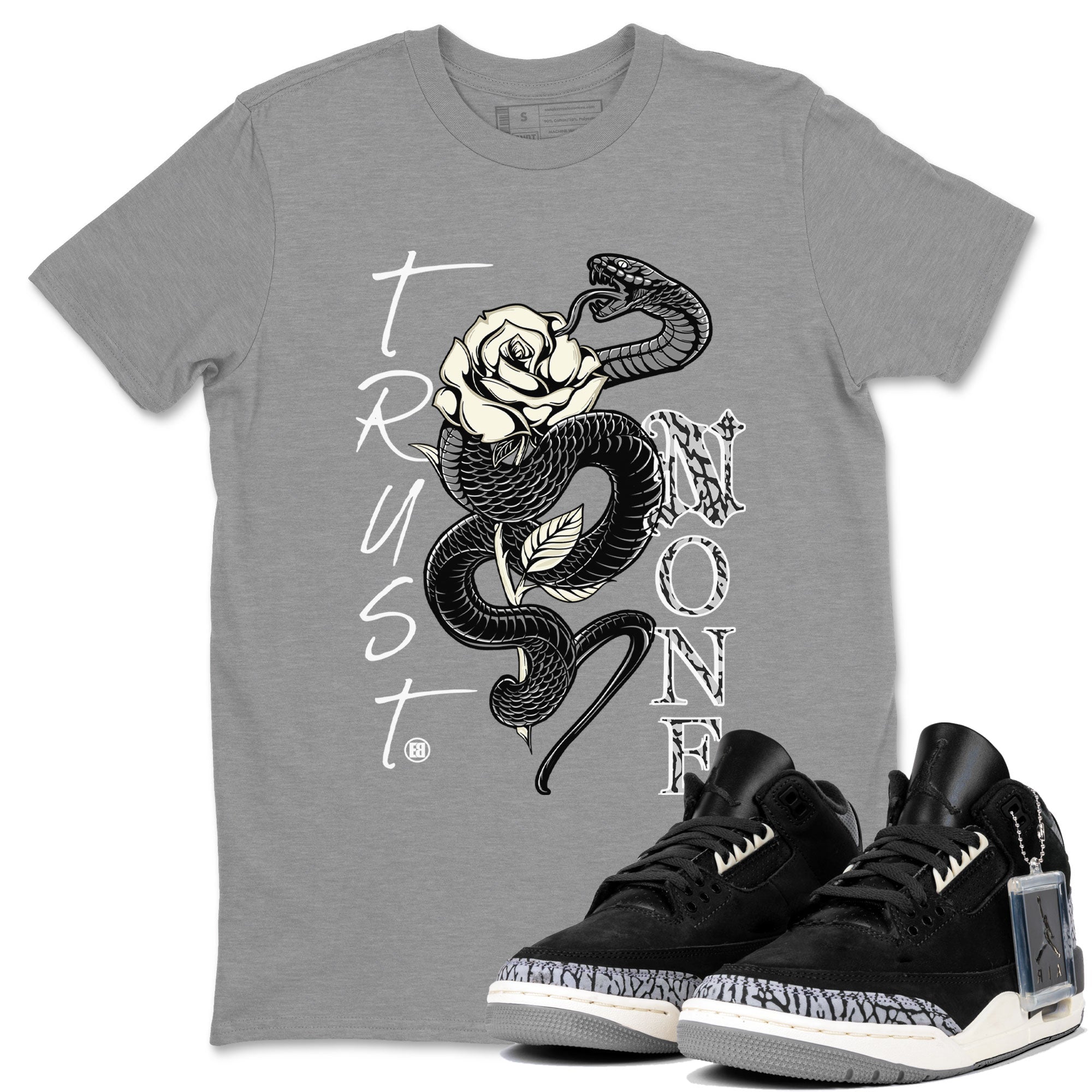 Air Jordan 3 Off Noir shirt to match jordans Trust None sneaker tees Air Jordan 3 Retro Off Noir Drip Gear Zone Unisex Heather Grey 1 T-Shirt
