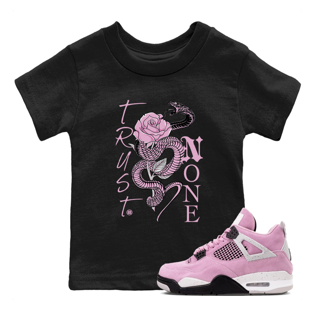 4s Retro Orchid shirts to match jordans Trust None sneaker match tees Air Jordan 4 WMNS Orchid match shoes to clothes Drip Gear Zone Youth Baby Black 1 tee