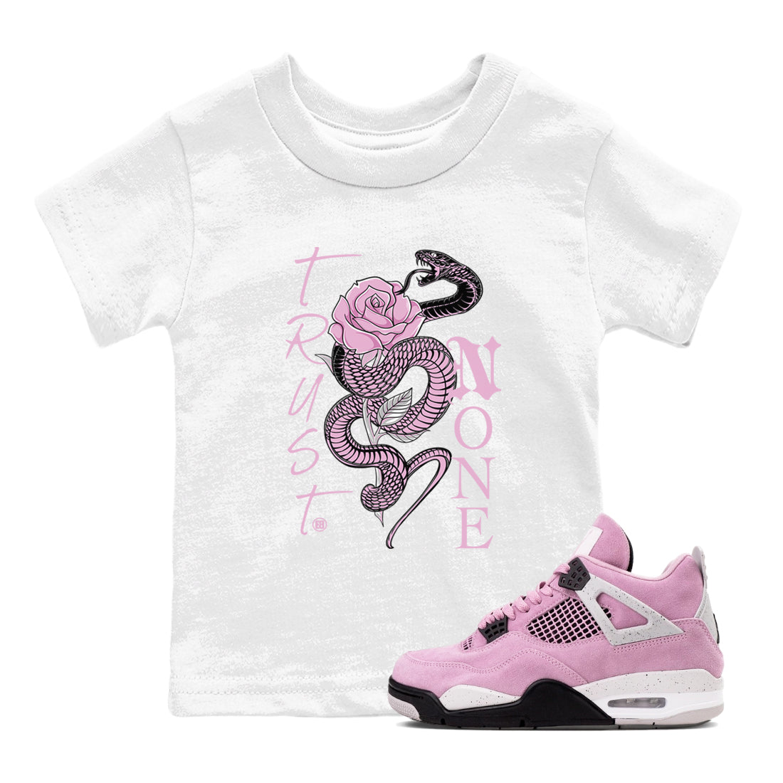 4s Retro Orchid shirts to match jordans Trust None sneaker match tees Air Jordan 4 WMNS Orchid match shoes to clothes Drip Gear Zone Youth Baby White 1 tee