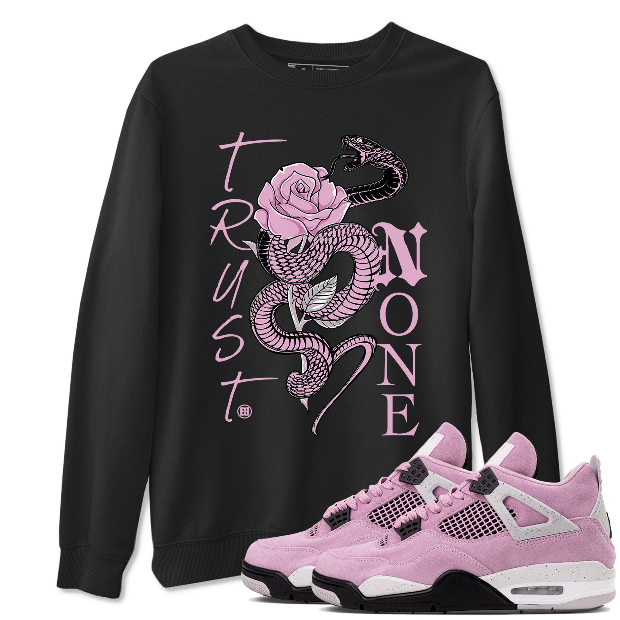 4s Retro Orchid shirts to match jordans Trust None sneaker match tees Air Jordan 4 WMNS Orchid match shoes to clothes Drip Gear Zone unisex cotton Black 1 shirts