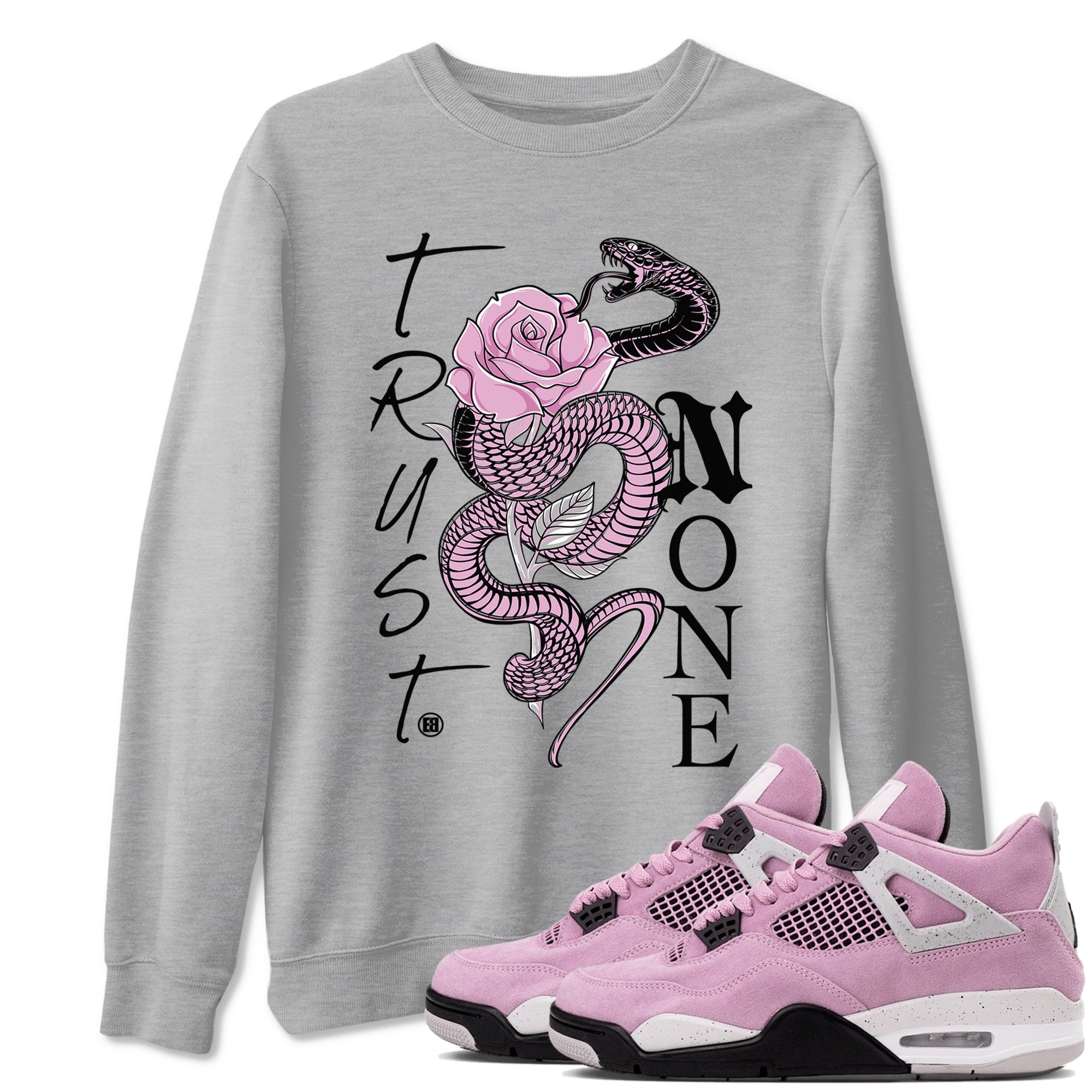 4s Retro Orchid shirts to match jordans Trust None sneaker match tees Air Jordan 4 WMNS Orchid match shoes to clothes Drip Gear Zone unisex cotton Heather Grey 1 shirts