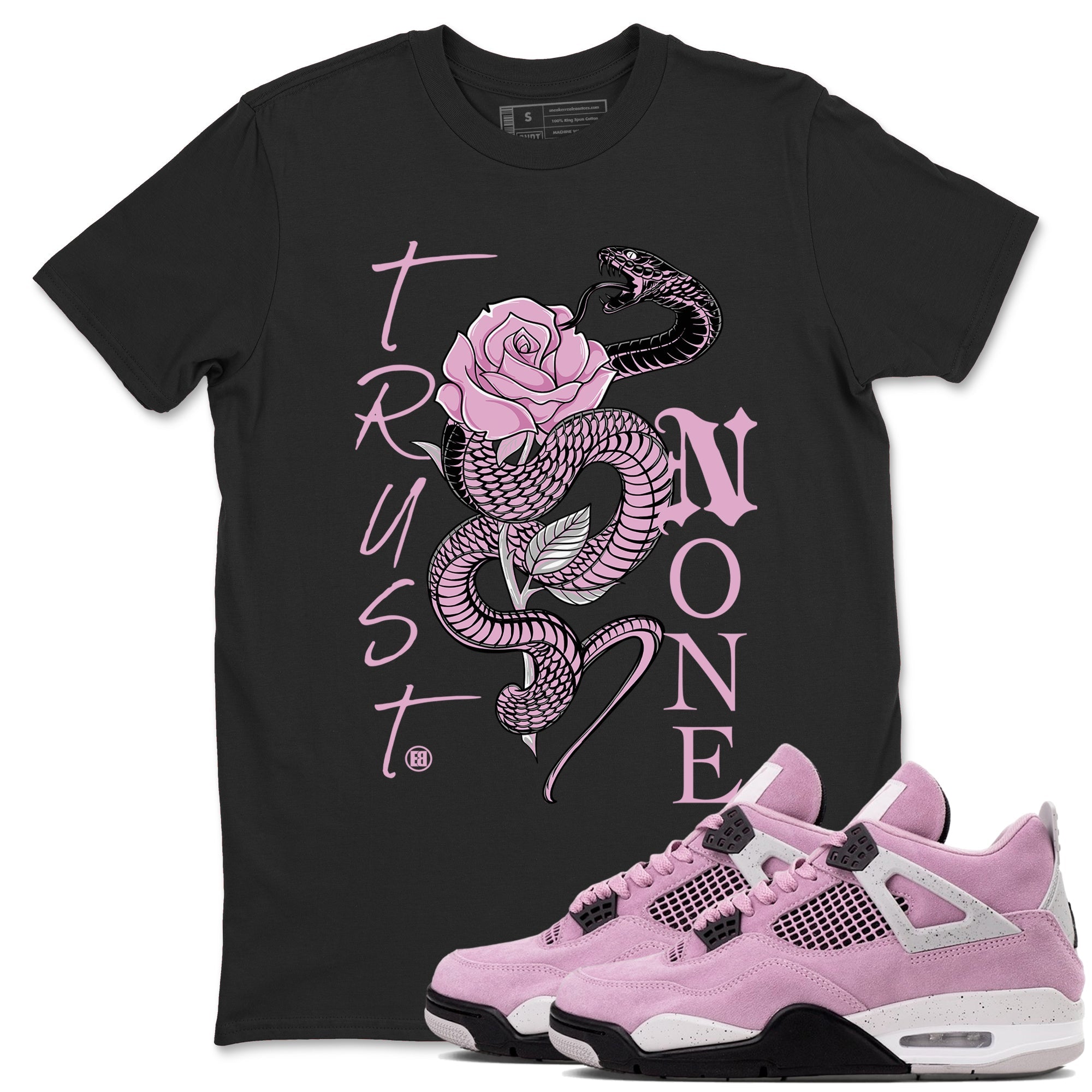 4s Retro Orchid shirts to match jordans Trust None sneaker match tees Air Jordan 4 WMNS Orchid match shoes to clothes Drip Gear Zone unisex cotton Black 1 shirts