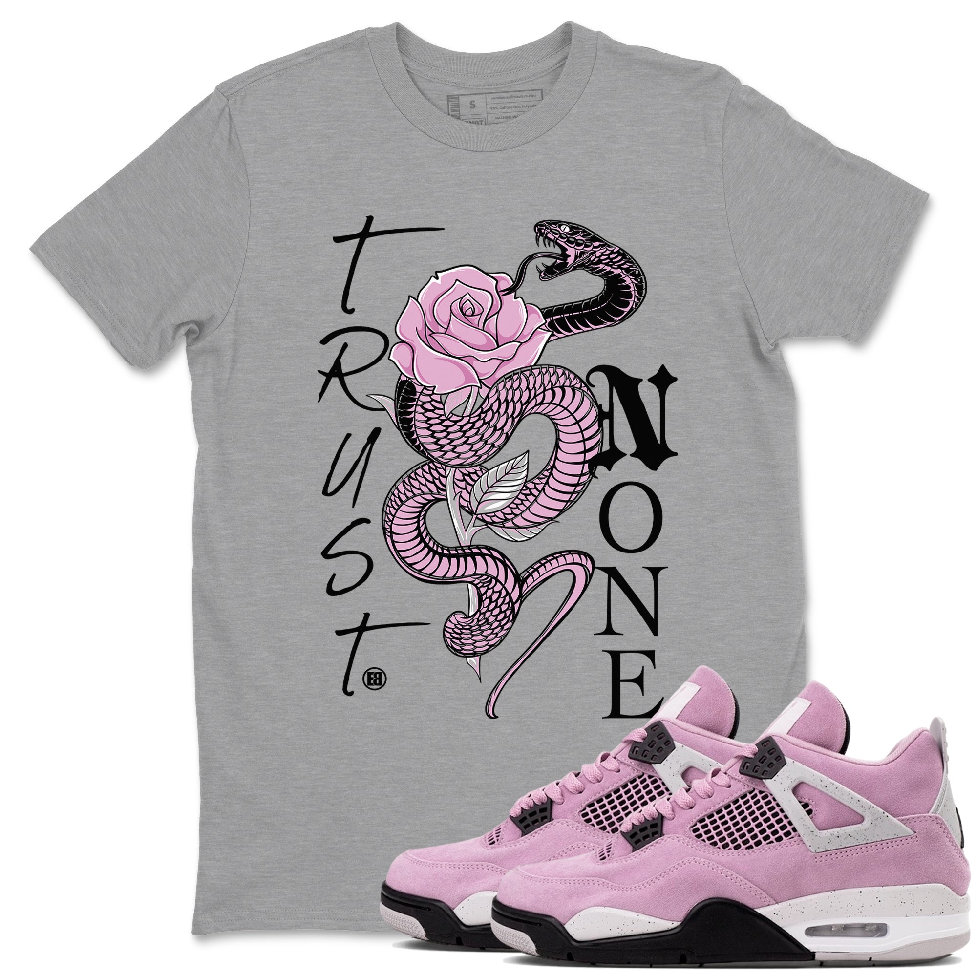 4s Retro Orchid shirts to match jordans Trust None sneaker match tees Air Jordan 4 WMNS Orchid match shoes to clothes Drip Gear Zone unisex cotton Heather Grey 1 shirts