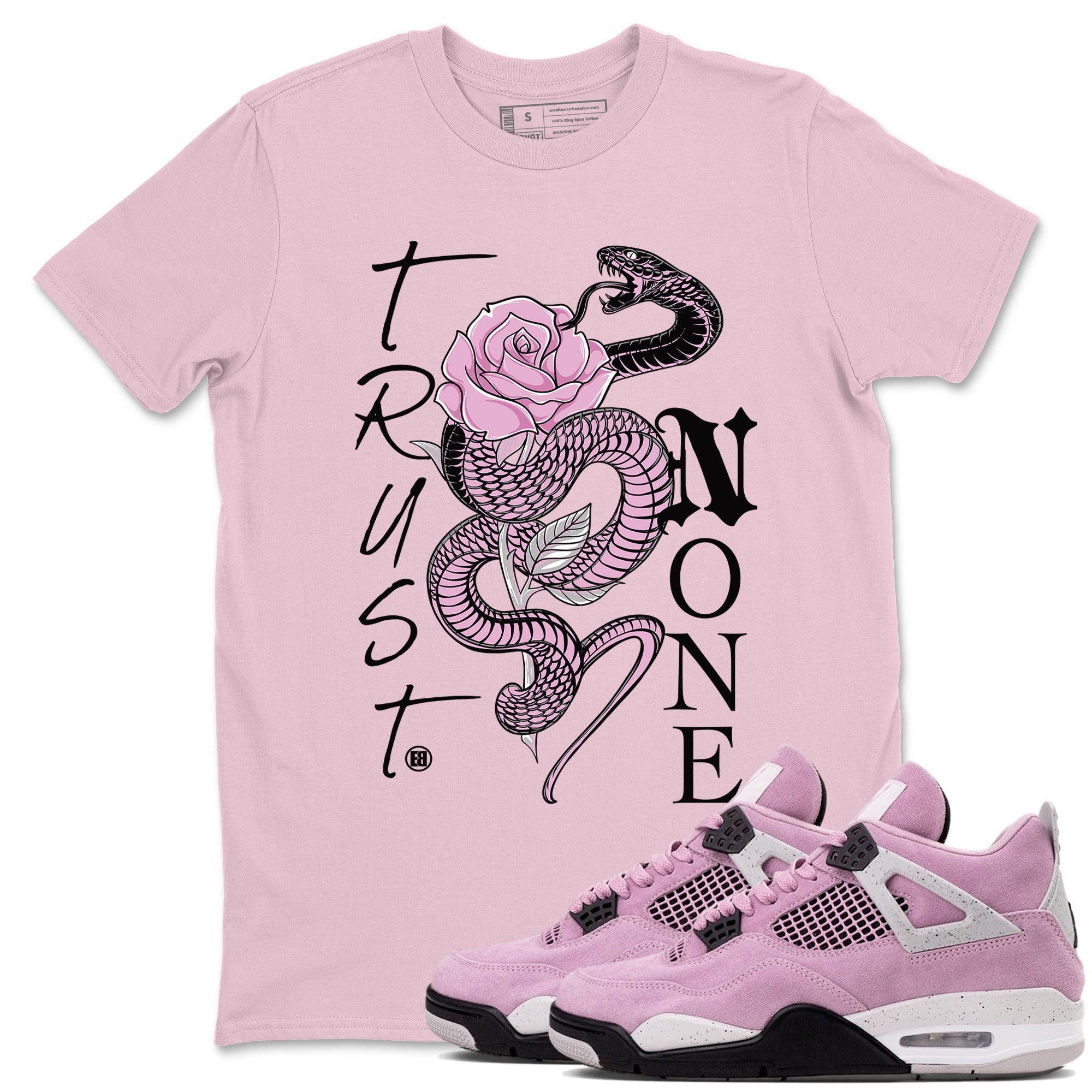 4s Retro Orchid shirts to match jordans Trust None sneaker match tees Air Jordan 4 WMNS Orchid match shoes to clothes Drip Gear Zone unisex cotton Pink 2 shirts