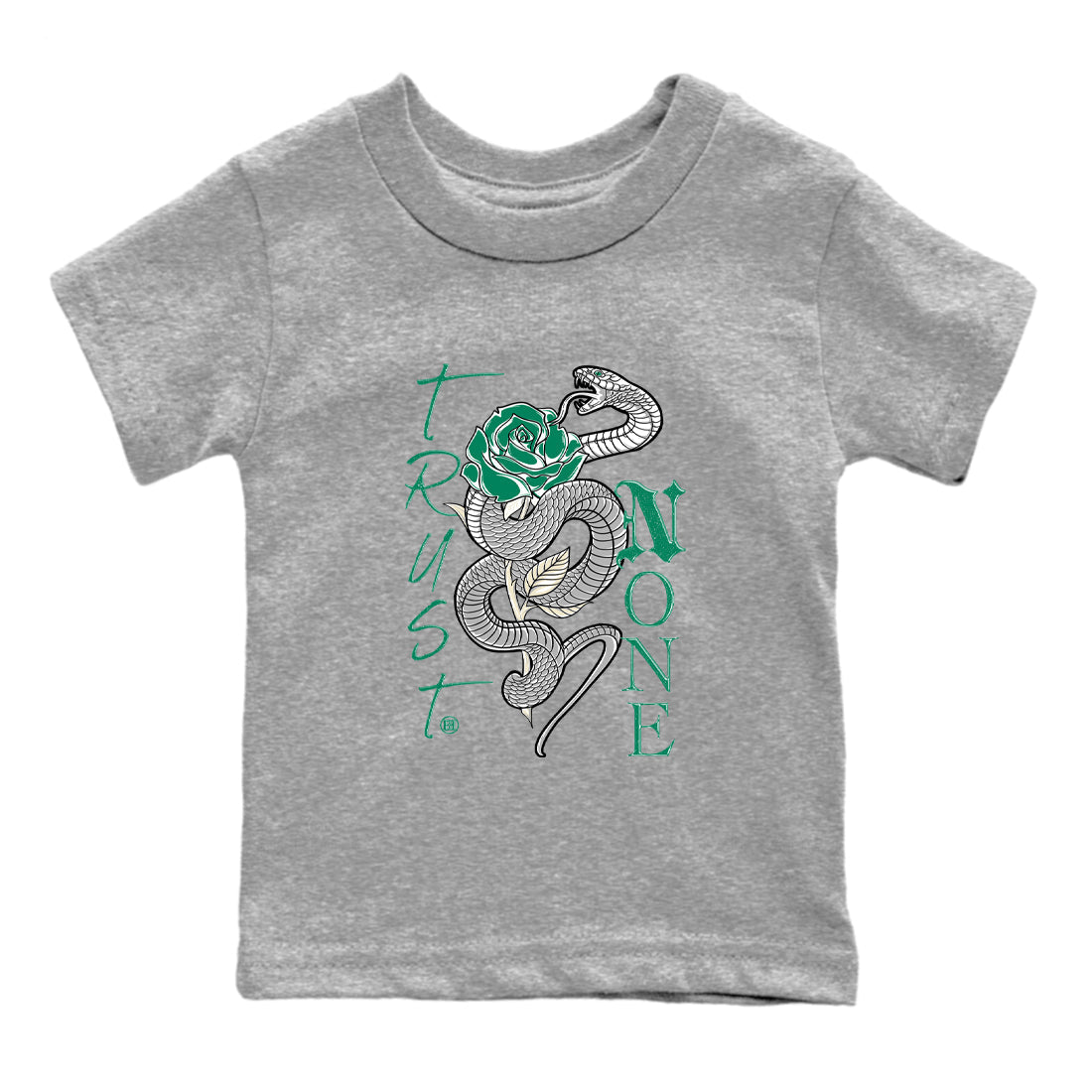 4s Oxidized Green shirts to match jordans Trust None sneaker match tees Air Jordan 4 Oxidized Green Drip Gear Zone streetwear brand Baby and Youth Heather Grey 2 cotton tee