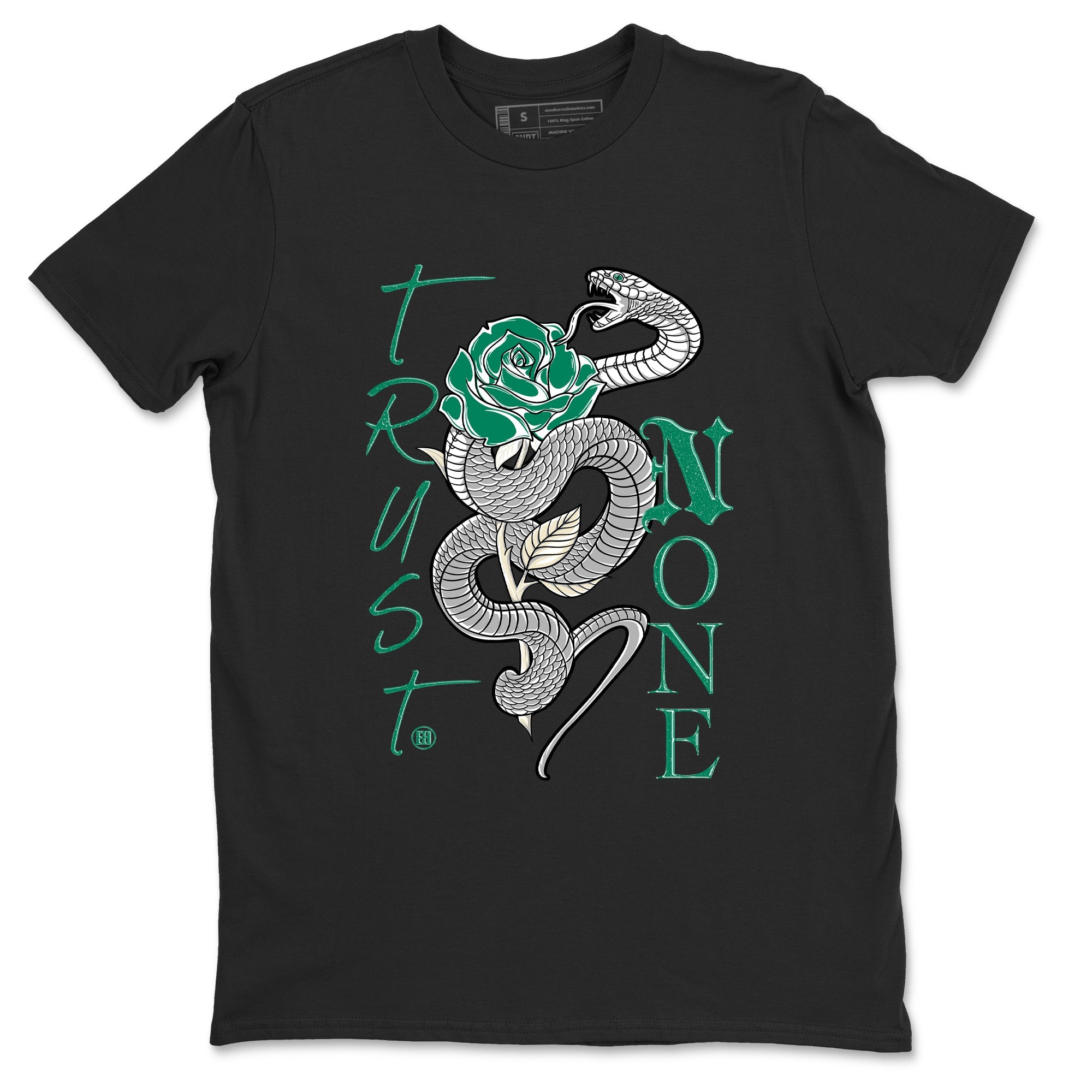 4s Oxidized Green shirts to match jordans Trust None sneaker match tees Air Jordan 4 Oxidized Green Drip Gear Zone streetwear brand Black 2 unisex cotton tee