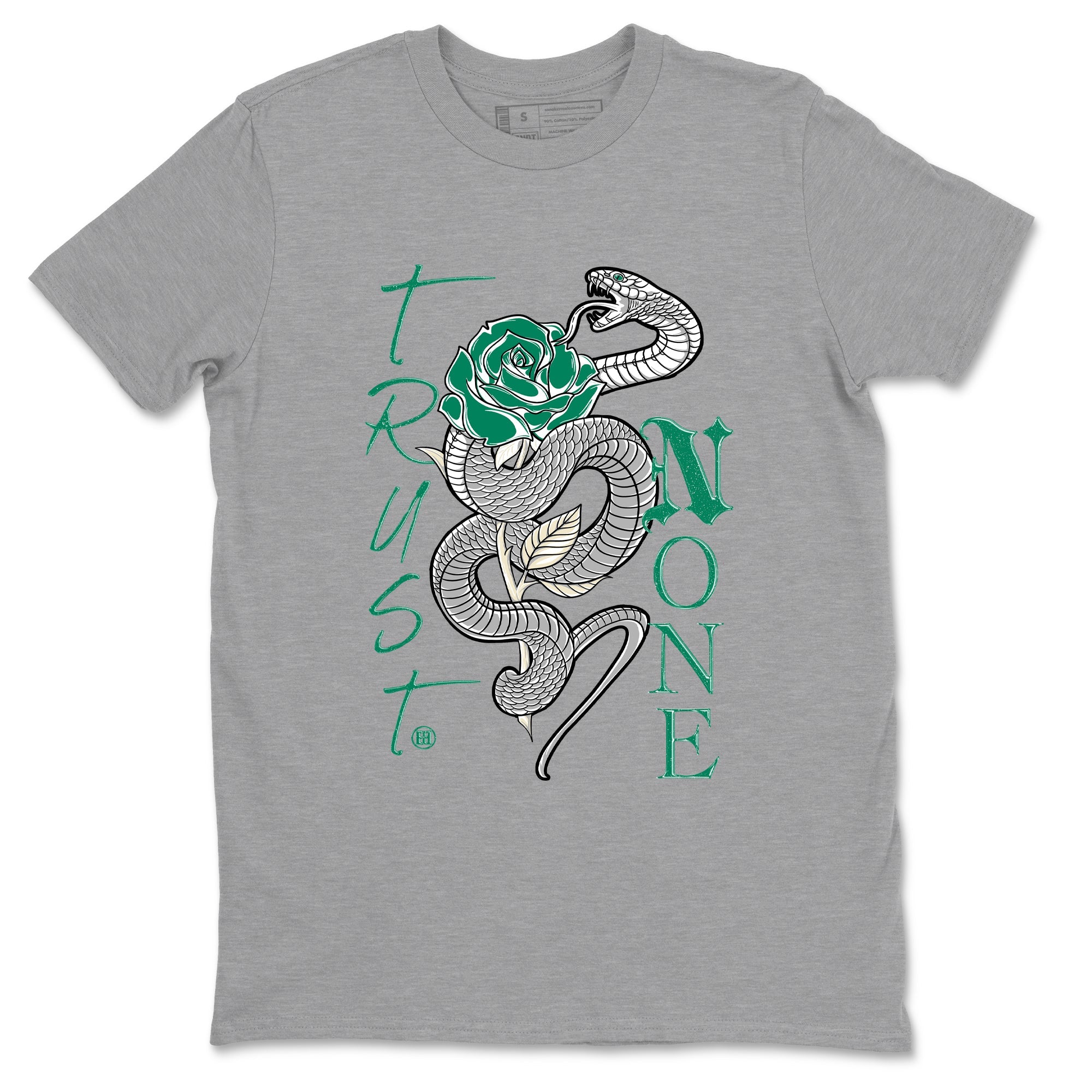 4s Oxidized Green shirts to match jordans Trust None sneaker match tees Air Jordan 4 Oxidized Green Drip Gear Zone streetwear brand Heather Grey 2 unisex cotton tee