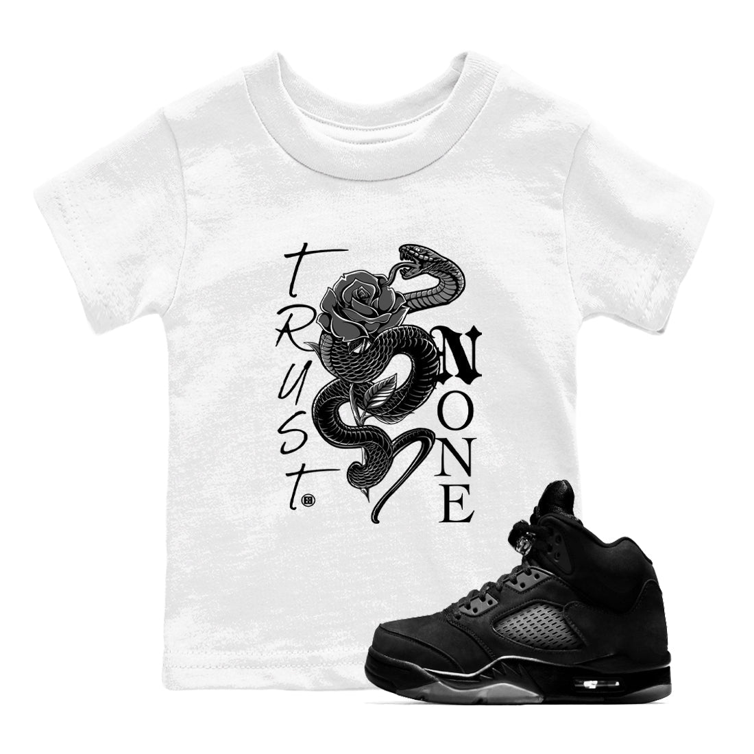 5s Black Cat shirts to match jordans Trust None sneaker match tees Air Jordan 5 Black Cat match shoes to clothes Drip Gear Zone Youth Baby White 1 tee