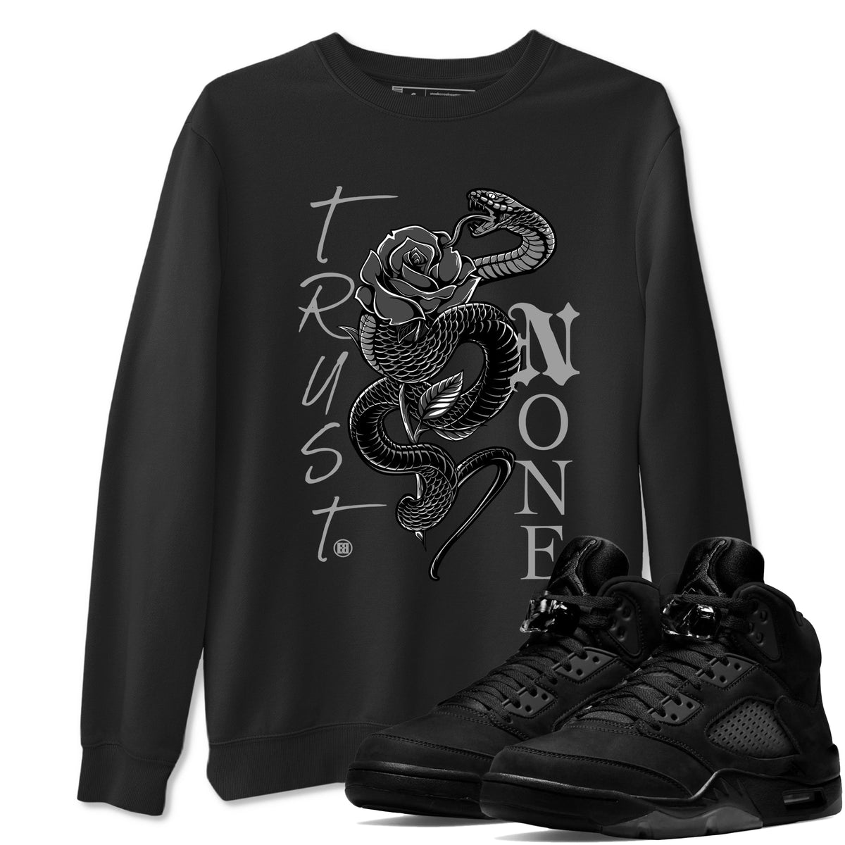 5s Black Cat shirts to match jordans Trust None sneaker match tees Air Jordan 5 Black Cat match shoes to clothes Drip Gear Zone unisex cotton Black 1 shirts