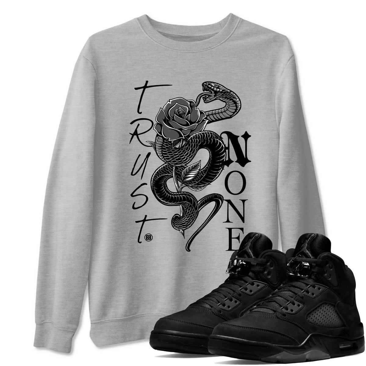 5s Black Cat shirts to match jordans Trust None sneaker match tees Air Jordan 5 Black Cat match shoes to clothes Drip Gear Zone unisex cotton Heather Grey 1 shirts