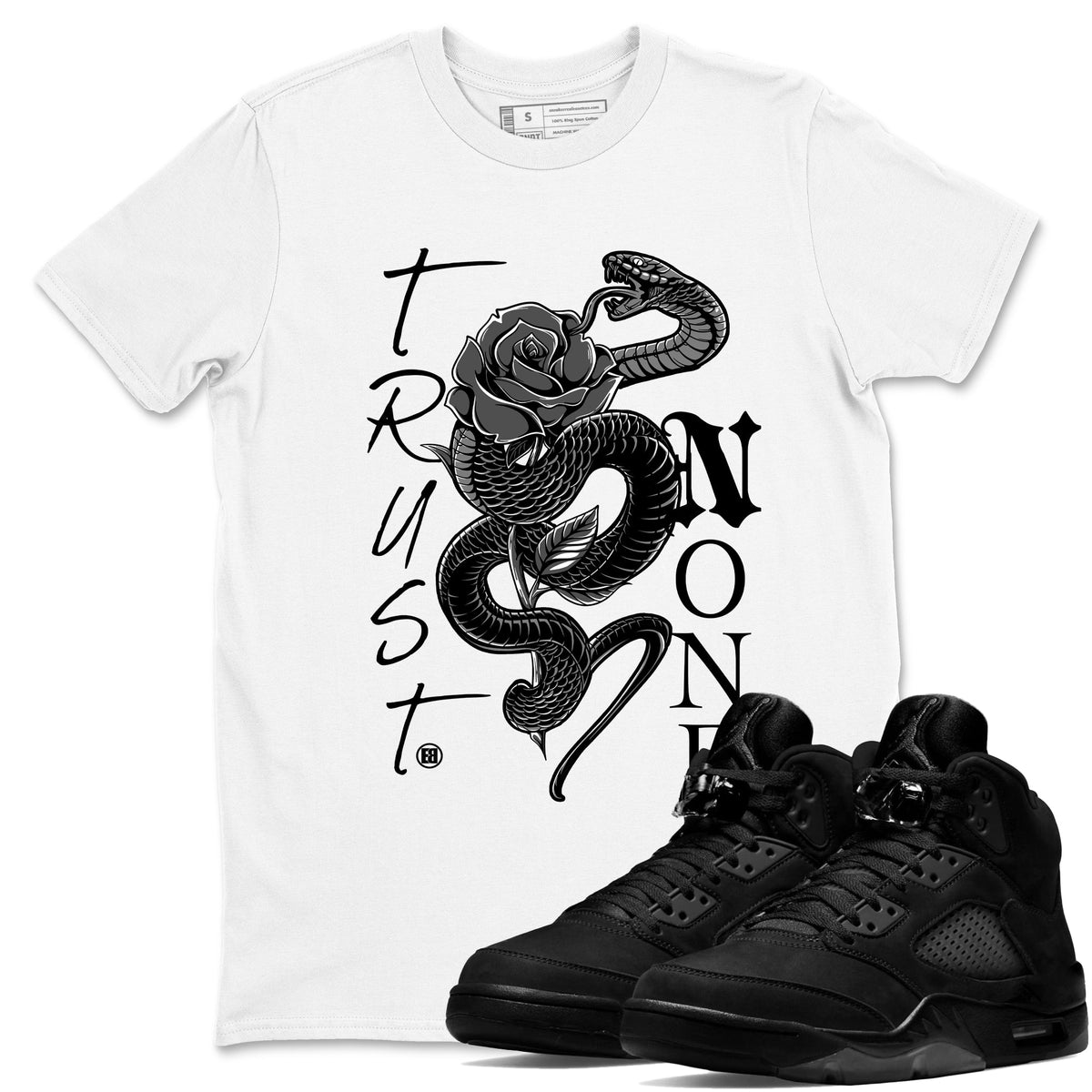 5s Black Cat shirts to match jordans Trust None sneaker match tees Air Jordan 5 Black Cat match shoes to clothes Drip Gear Zone unisex cotton White 1 shirts