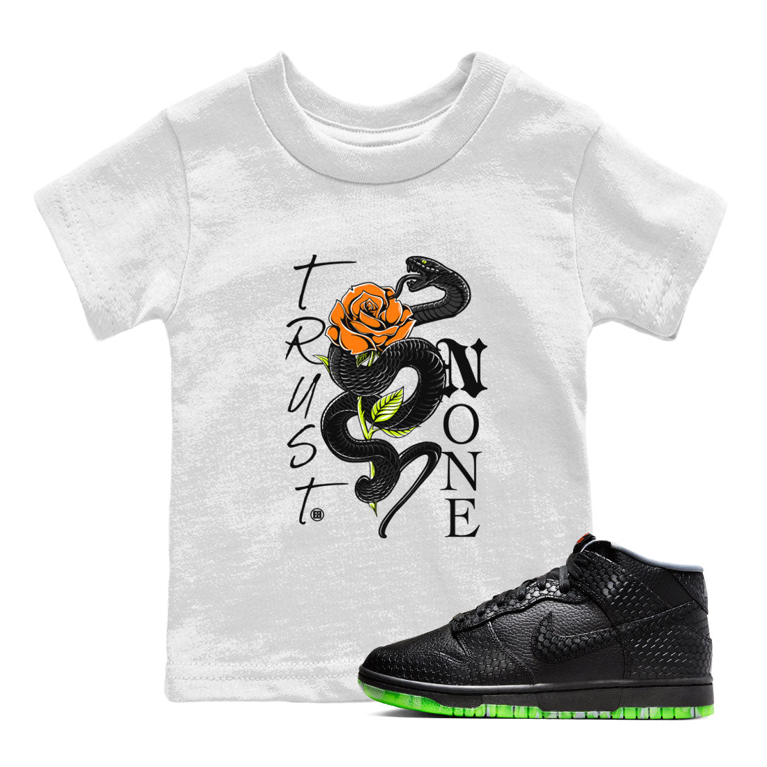 Dunk Halloween shirt to match jordans Trust None sneaker tees Special Halloween Costume Dunk Mid Halloween Drip Gear Zone Baby Toddler White 1 T-Shirt