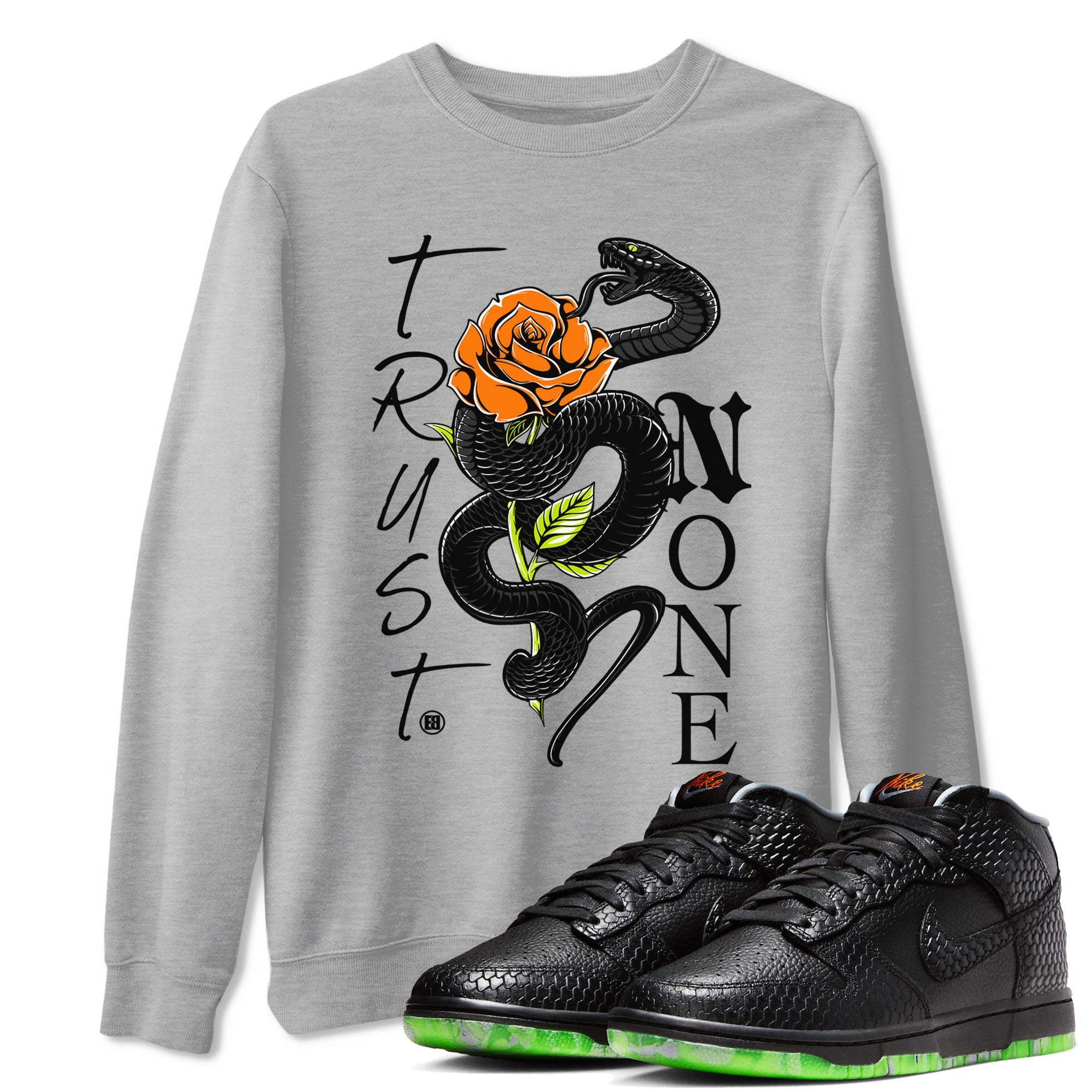 Dunk Halloween shirt to match jordans Trust None sneaker tees Special Halloween Costume Dunk Mid Halloween Drip Gear Zone Unisex Heather Grey 1 T-Shirt