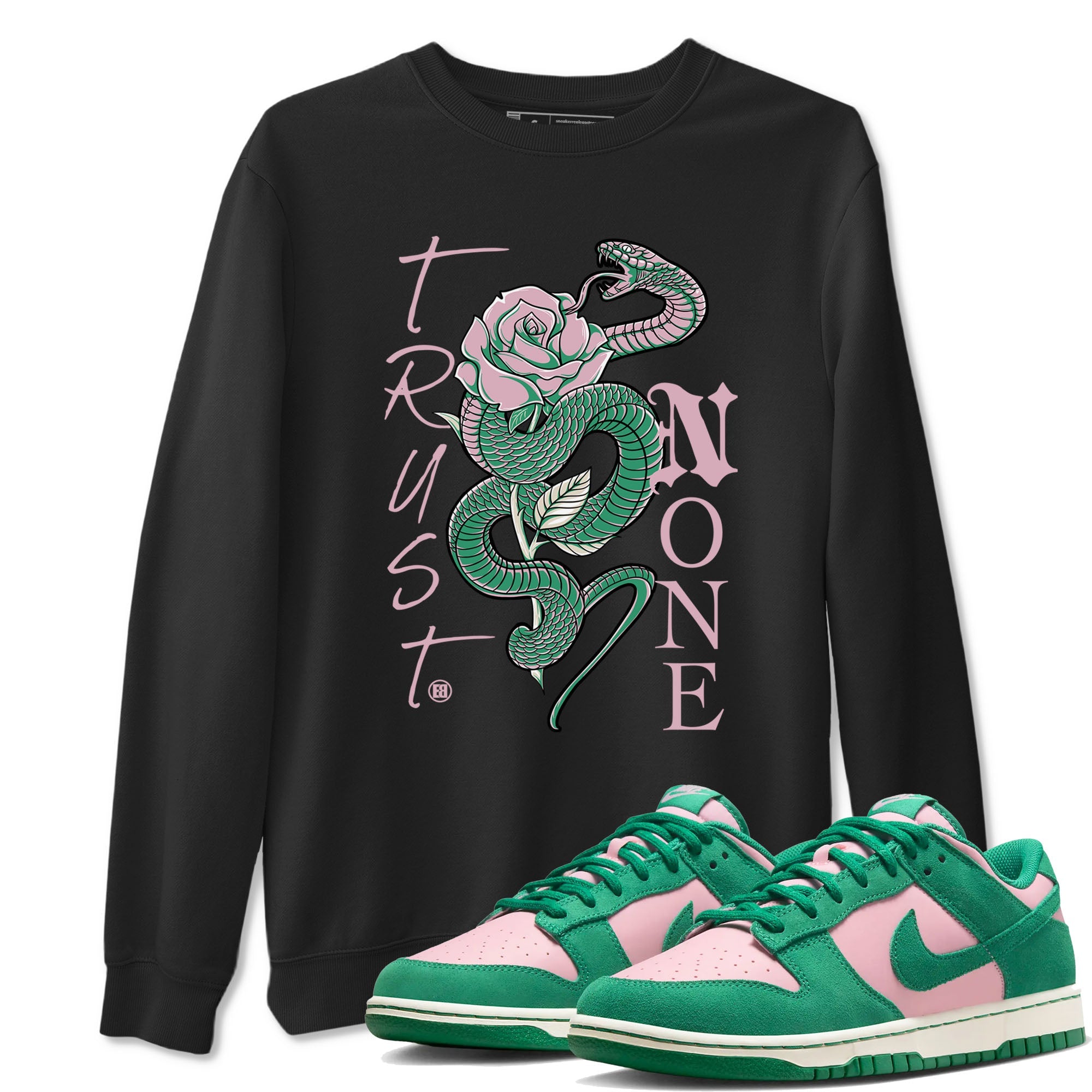 Dunk Low Medium Soft Pink Malachite shirt to match jordans Trust None sneaker tees Dunks Medium Soft Pink Malachite Streetwear Brand Drip Gear Zone unisex cotton Black 1 crew neck shirt