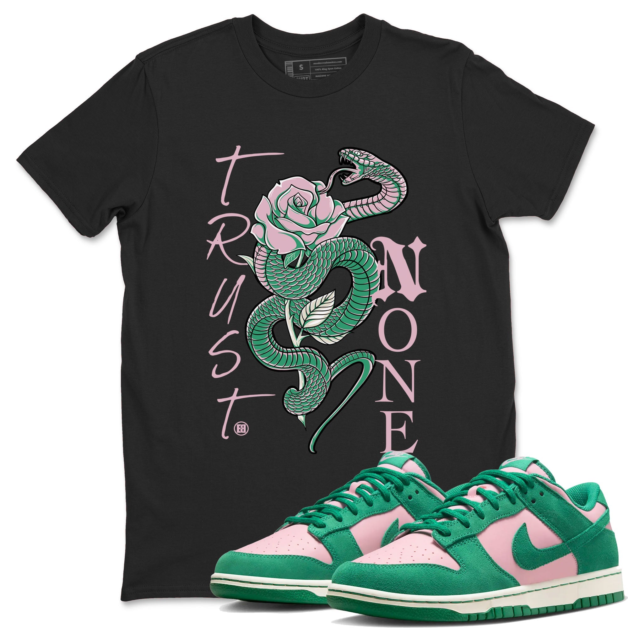 Dunk Low Medium Soft Pink Malachite shirt to match jordans Trust None sneaker tees Dunks Medium Soft Pink Malachite Streetwear Brand Drip Gear Zone unisex cotton Black 1 crew neck shirt