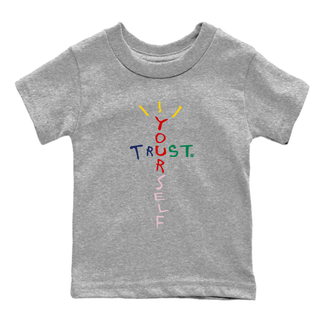 AF 3 Nigo shirtsto match jordans Trust Yourself sneaker match tees Air Force 3 Low x Nigo Blue Void and Tour Yellow match shoes to clothes Drip Gear Zone Youth Baby Heather Grey 2 tee